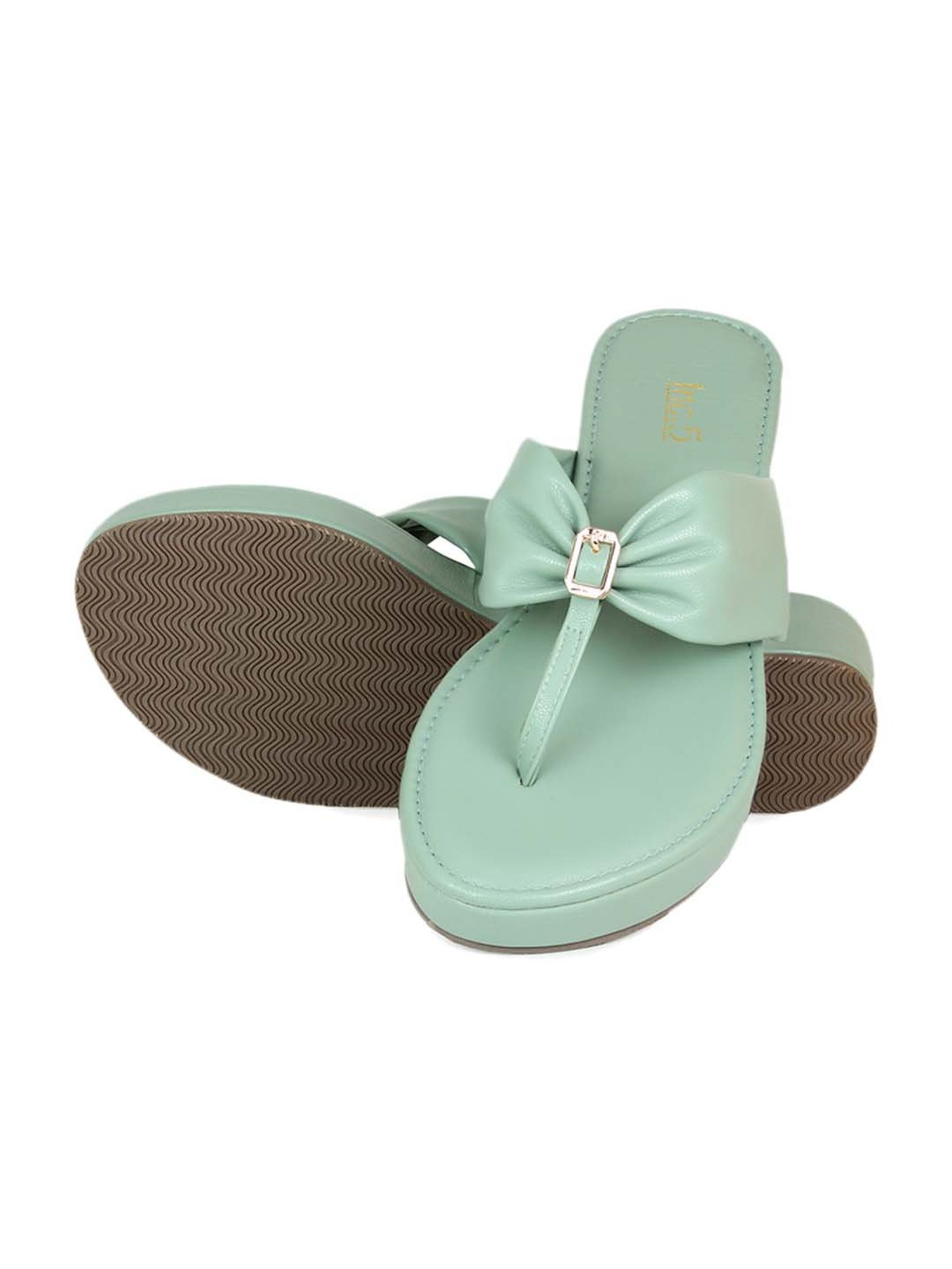Inc.5 Women's Green Thong Wedges