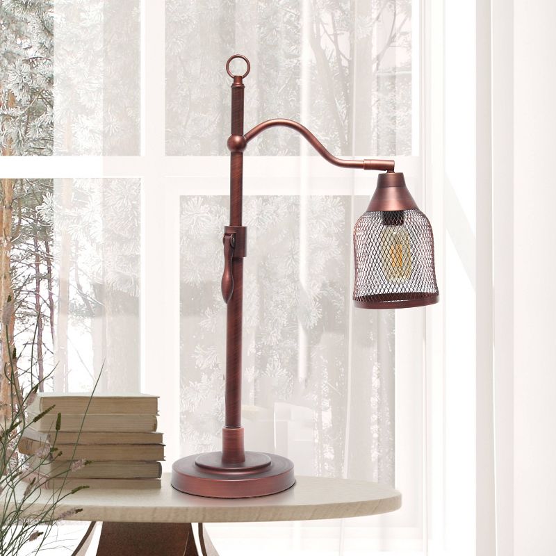 Vintage Arched Table Lamp with Iron Mesh Shade Red - Lalia Home