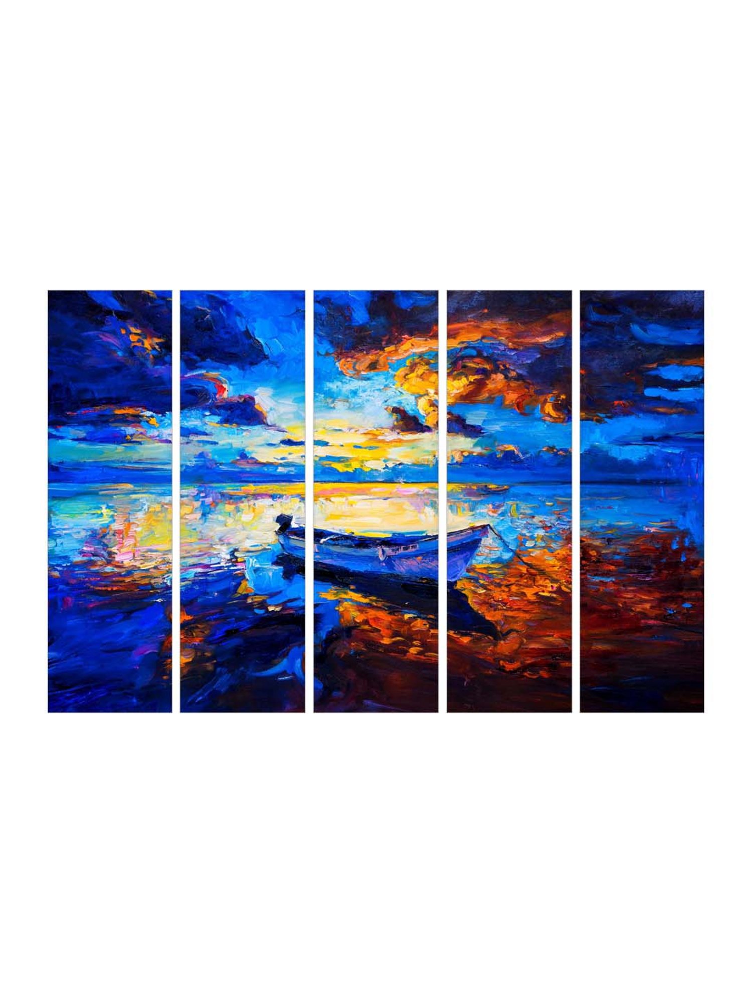 999Store Blue Boat in the Lake Art 5 Frame MDF Paintings