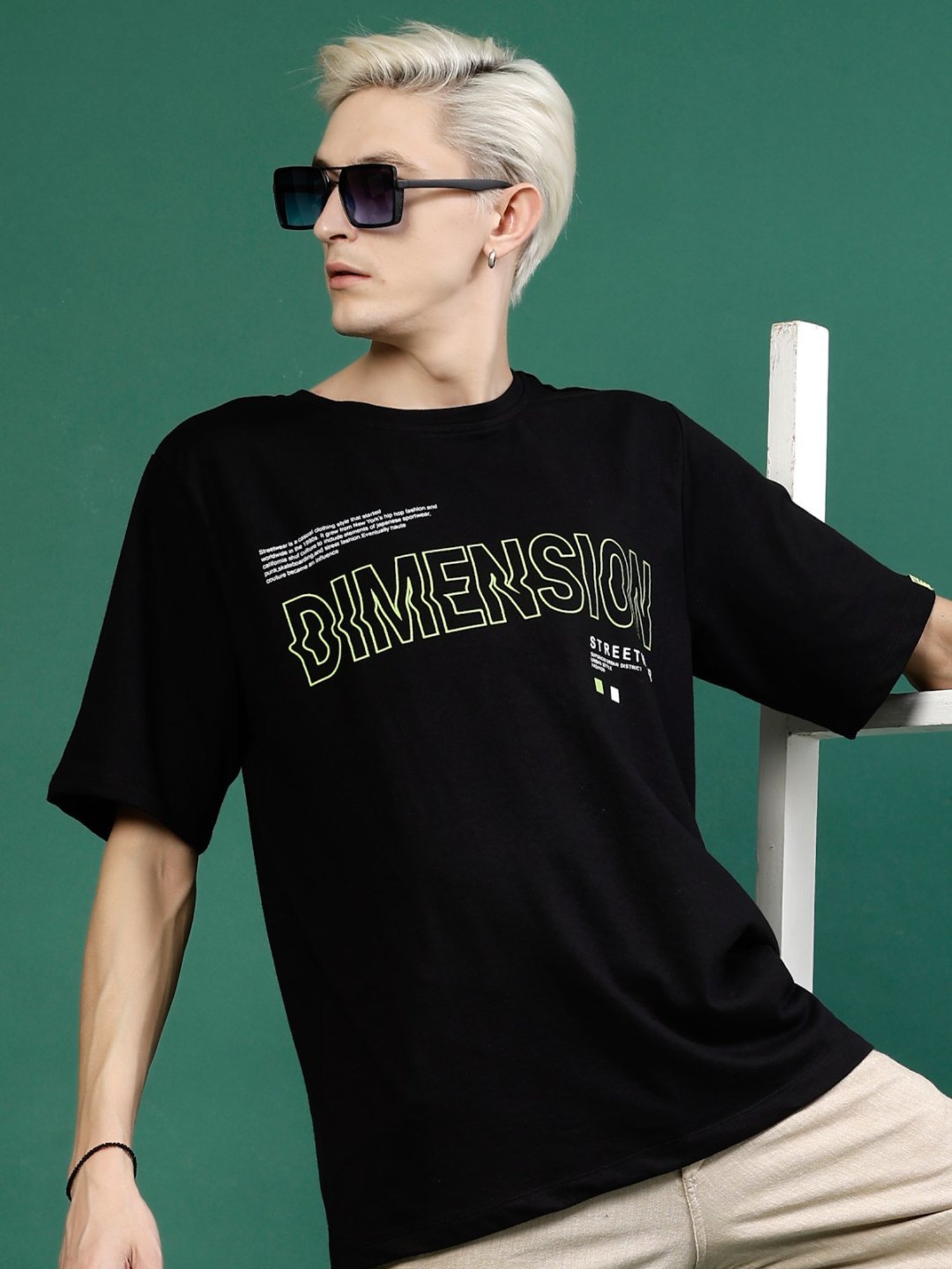 Rigo Black Cotton Loose Fit Printed T-Shirt