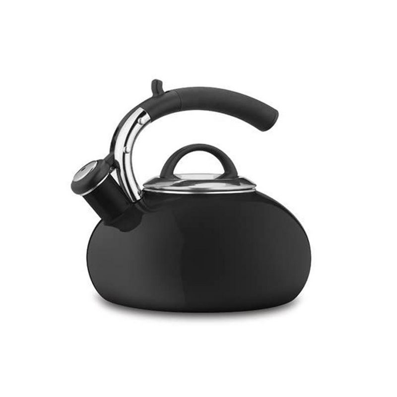 Cuisinart CTK-EOS15BK Classic Prodigy Modern 2 Quart Porcelain Enamel on Steel Whistling Tea Kettle Pot for Hot Water and Coffee, Black
