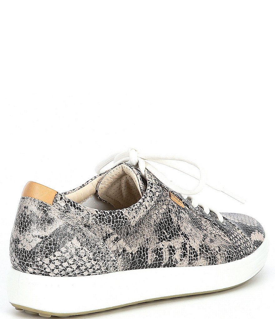 ECCO Soft 7 Snake Print Leather Lace-Up Sneakers