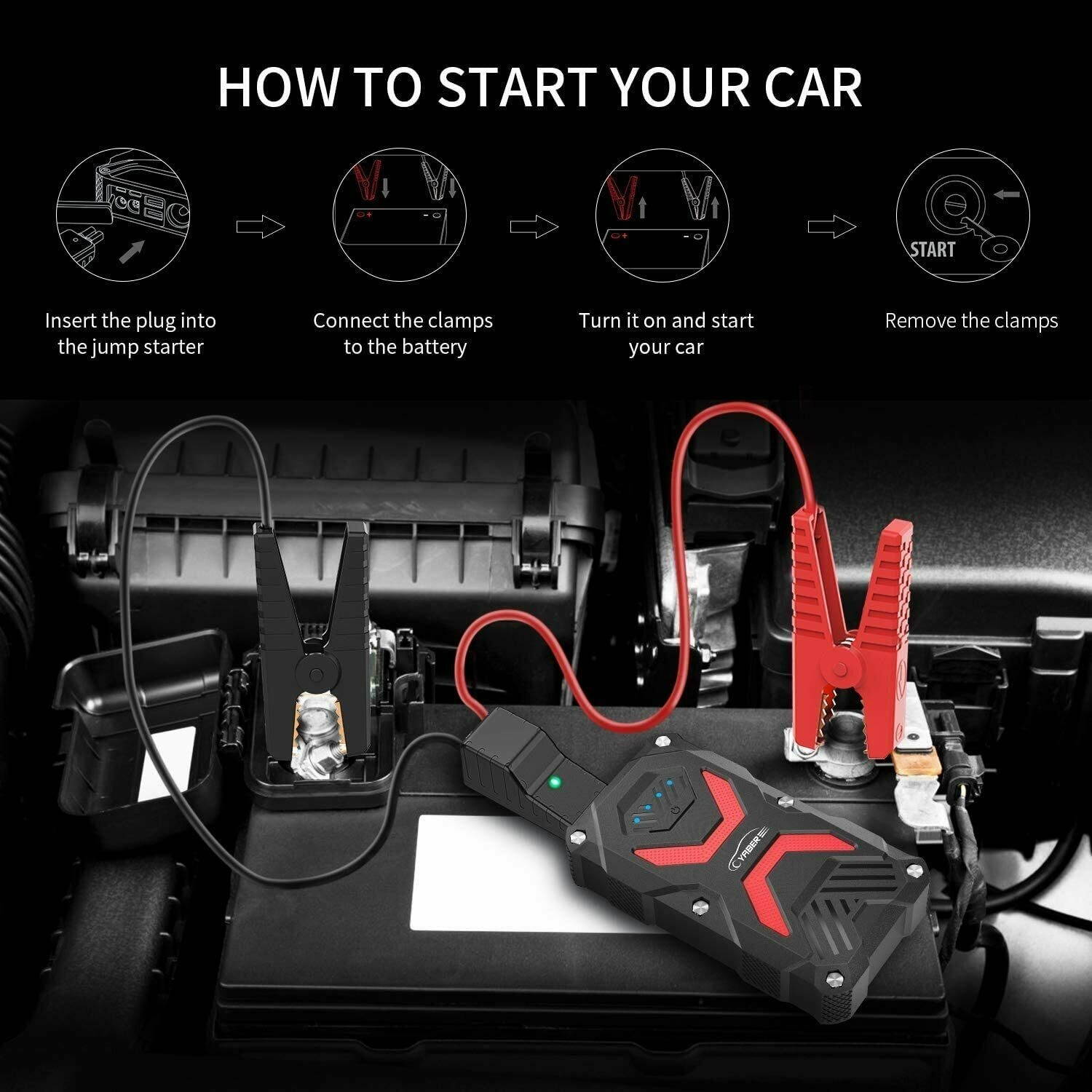 Jump Starter, Car Battery Jump Starter Pack 1000A 13800mAh Power Bank