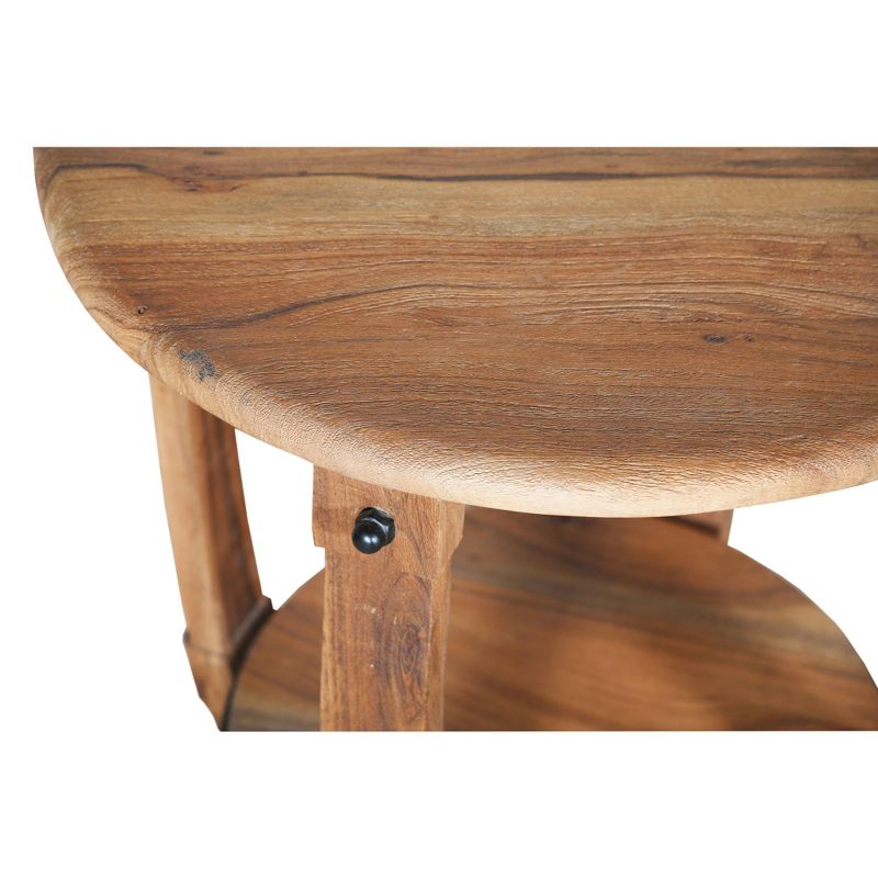 24" Retro Style Round Wooden End Side Accent Table Brown - The Urban Port