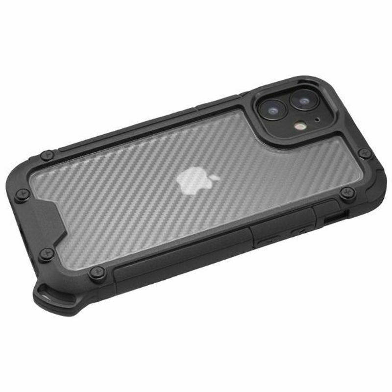 For  iPhone 12 Mini 5.4" Clear Black Carbon Fiber TPU Hybrid Plastic Case