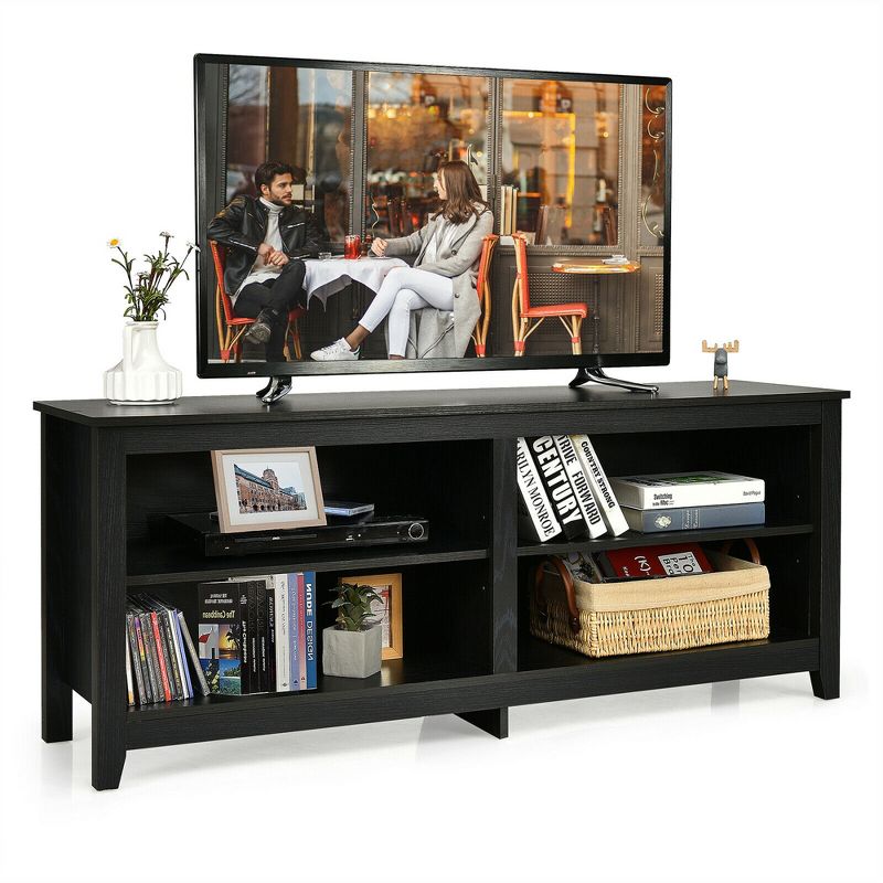 Costway 4-Cubby TV Stand Media Console for TV's up to 65'' w/ Adjustable Shelf