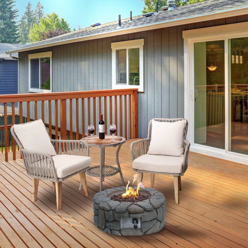 28" Outdoor Round Stone Propane Gas Fire Pit - Peaktop