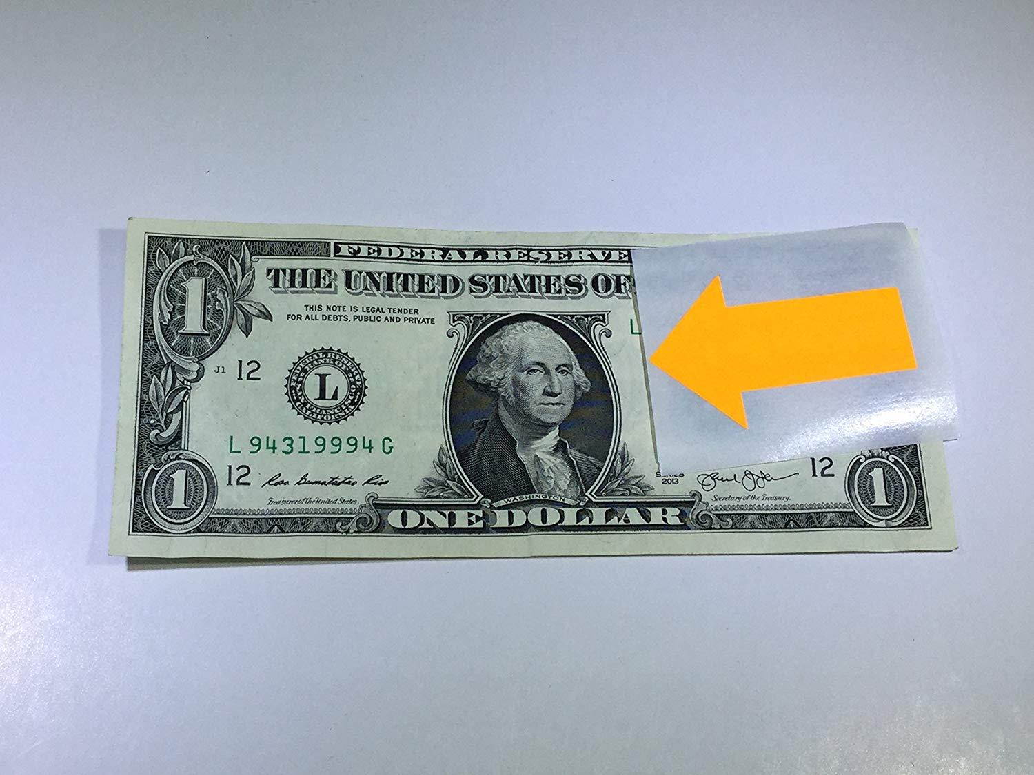 Fluorescent Orange Arrow Stickers, 2 x 1 Inches in Size, 500 Labels on a Roll