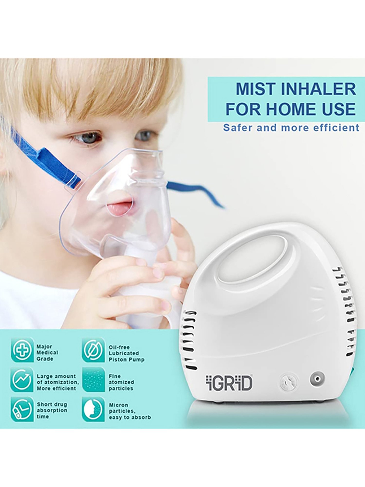 iGRiD IG1614N Compact Compressor Asthma Nebulizer (White)