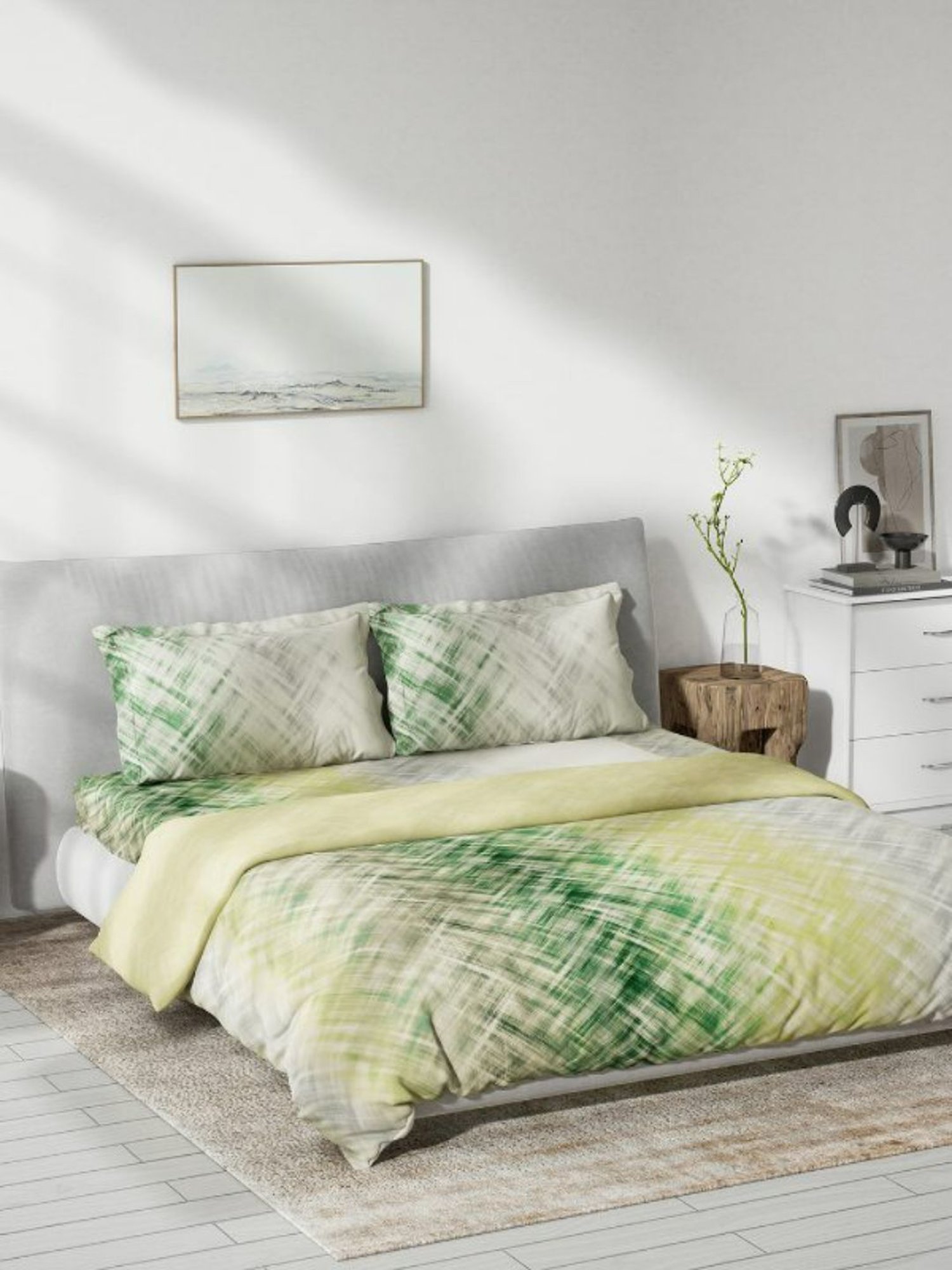 DDecor Empyrean Abstract Green 145 TC Cotton Bed Linen Set