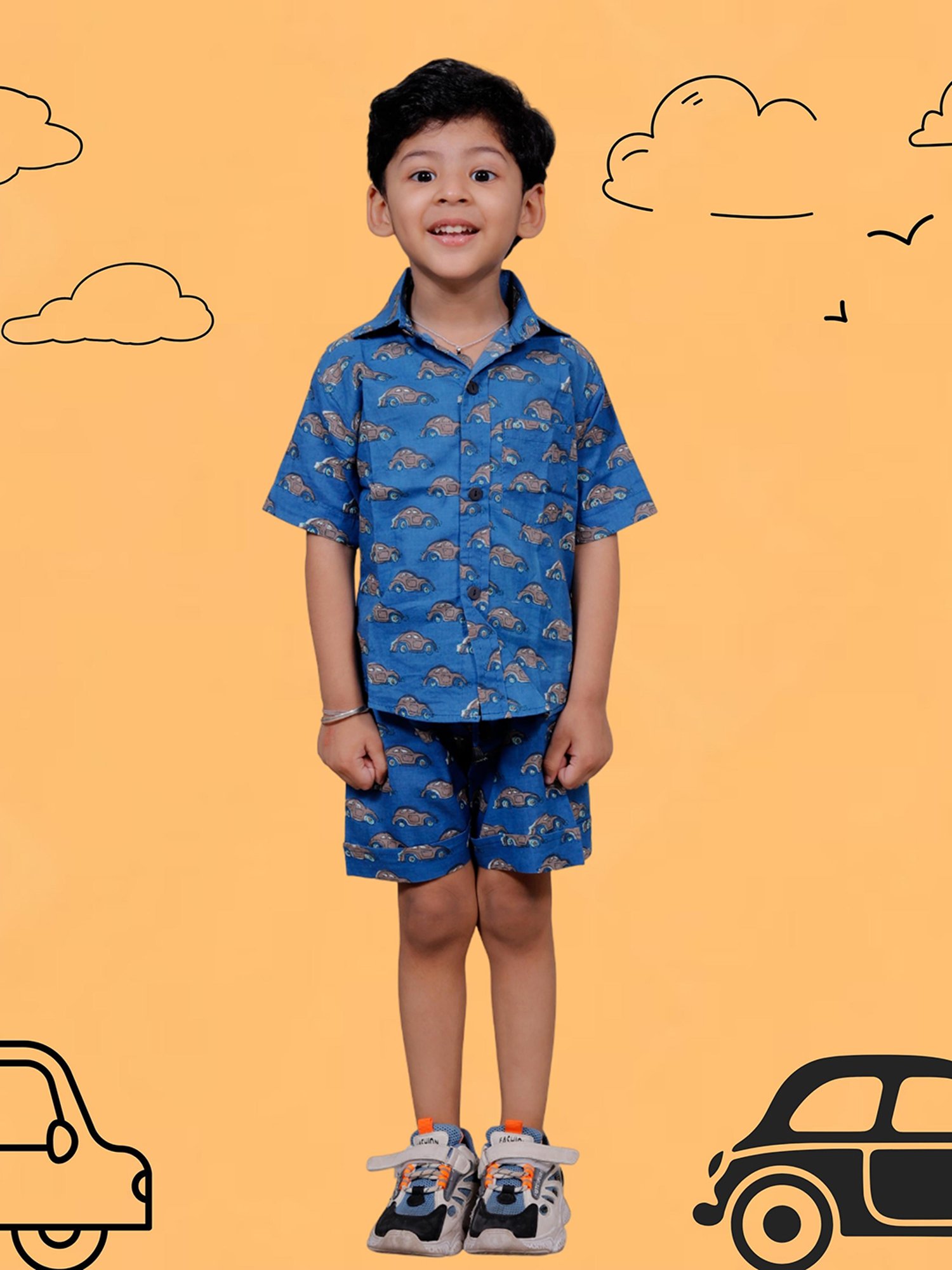 Tippy Top Kids Blue Printed Shirt with Shorts