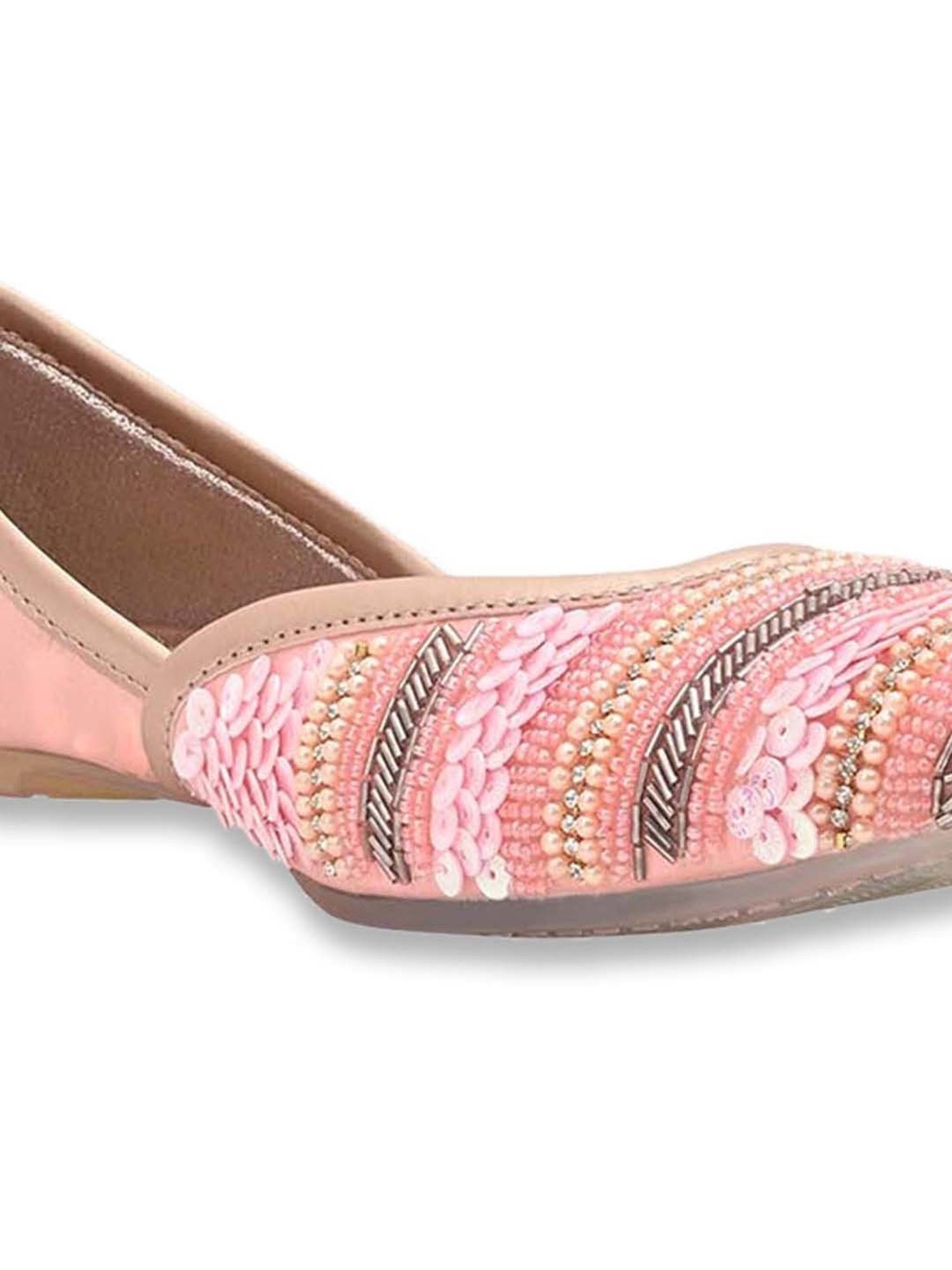 Jove Women's Pink Ethnic Juttis