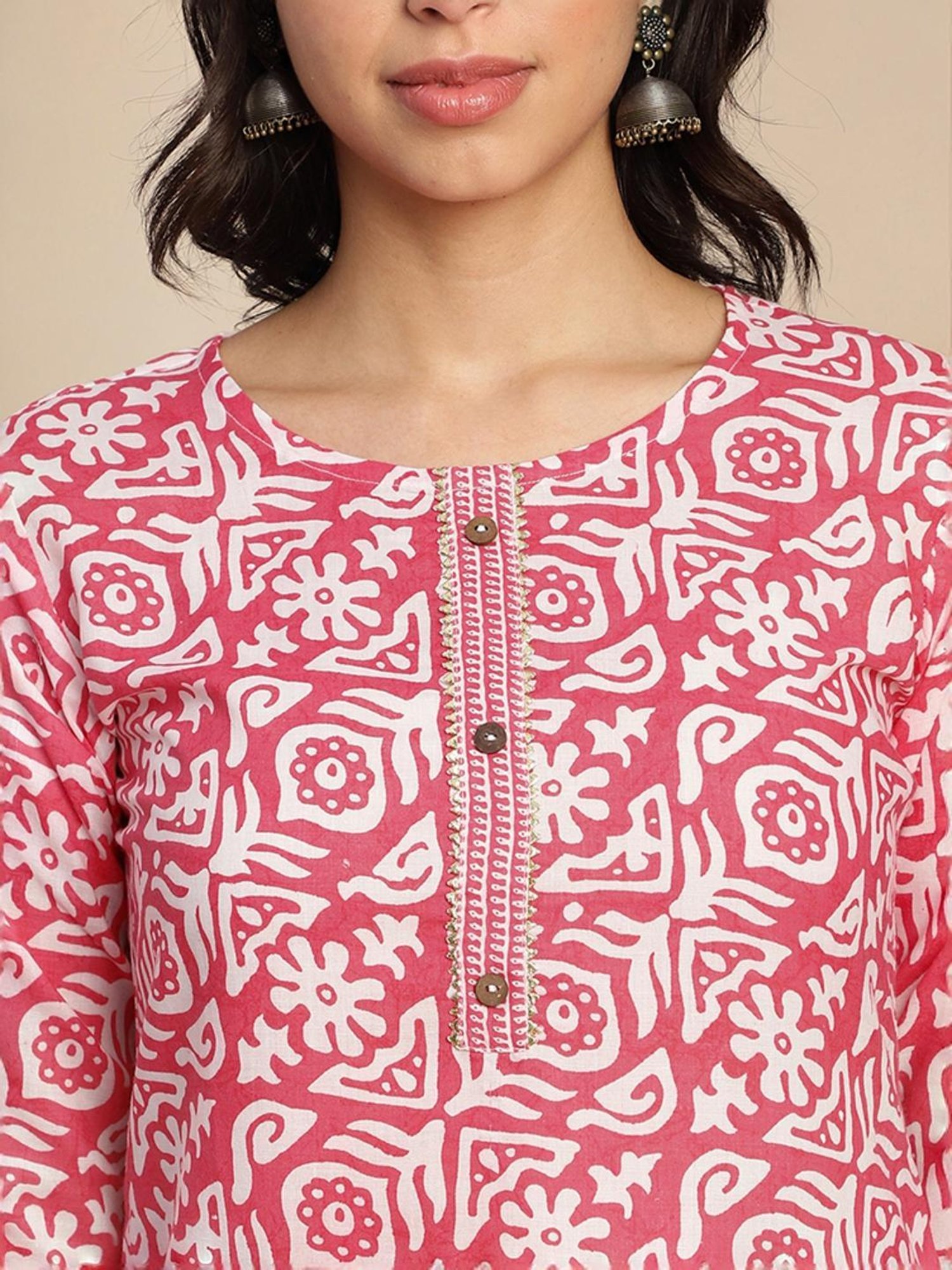 Skylee Pink Cotton Printed Kurta Pant Set With Dupatta