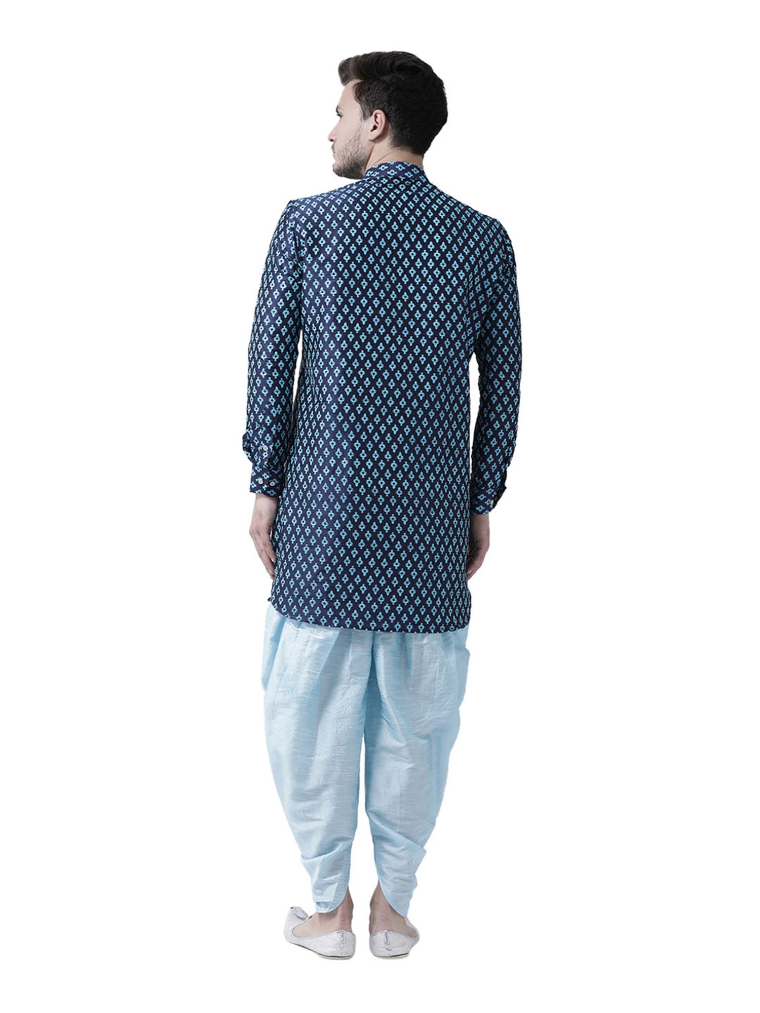 Deyann Navy Printed Full Sleeves Mandarin Collar Kurta Set