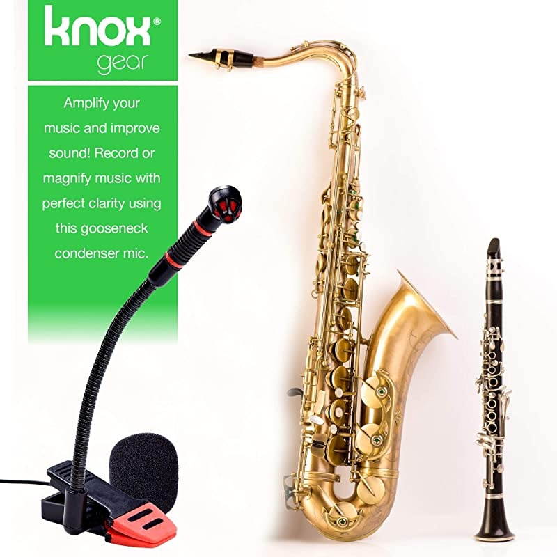 ClipOn Gooseneck Instrument Microphone Condenser Mic for Sax Clarinet Trumpet and Percussion Rubberized Clip Flexible Neck Requires Phantom Power not Included