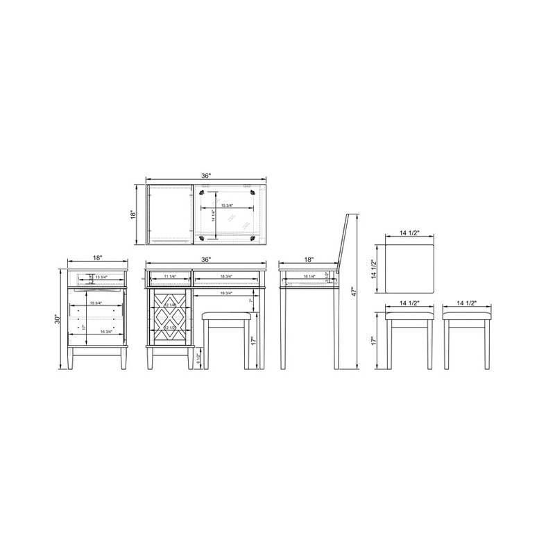 Lorna Vanity Set Silver - Linon