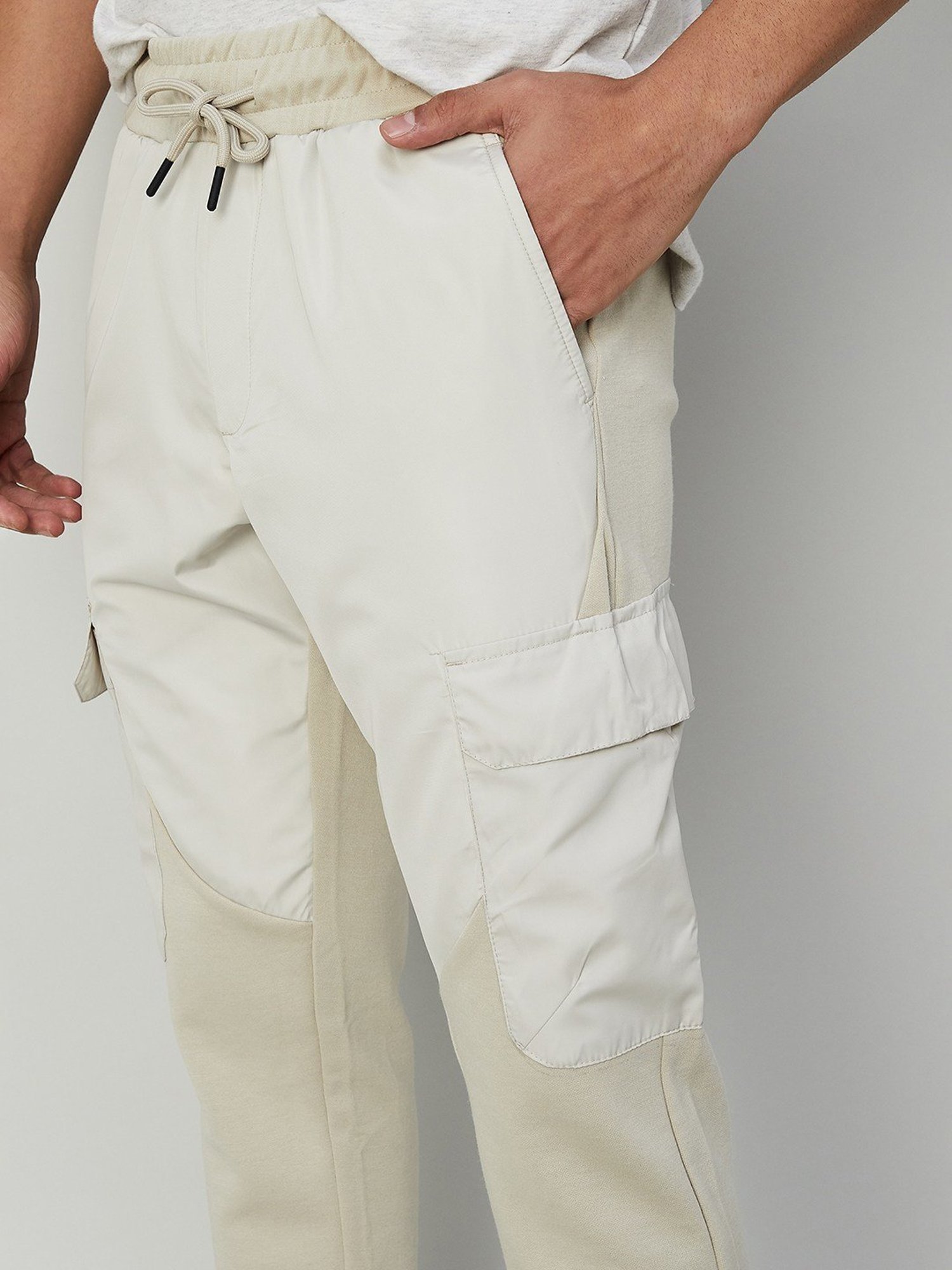 Bossini Beige Cotton Regular Fit Printed Joggers