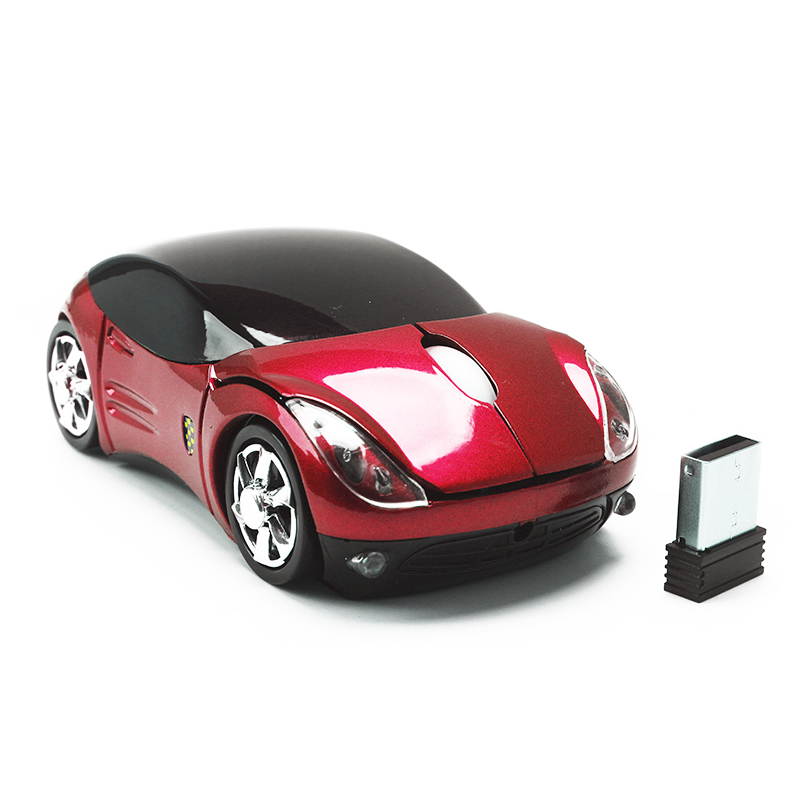 HISPETECH 1200DPI 2.4G Mini Wireless Mouse Car Shaped Mouse USB Portable Optical Mice LED Light for PC Laptop Computer Home Office