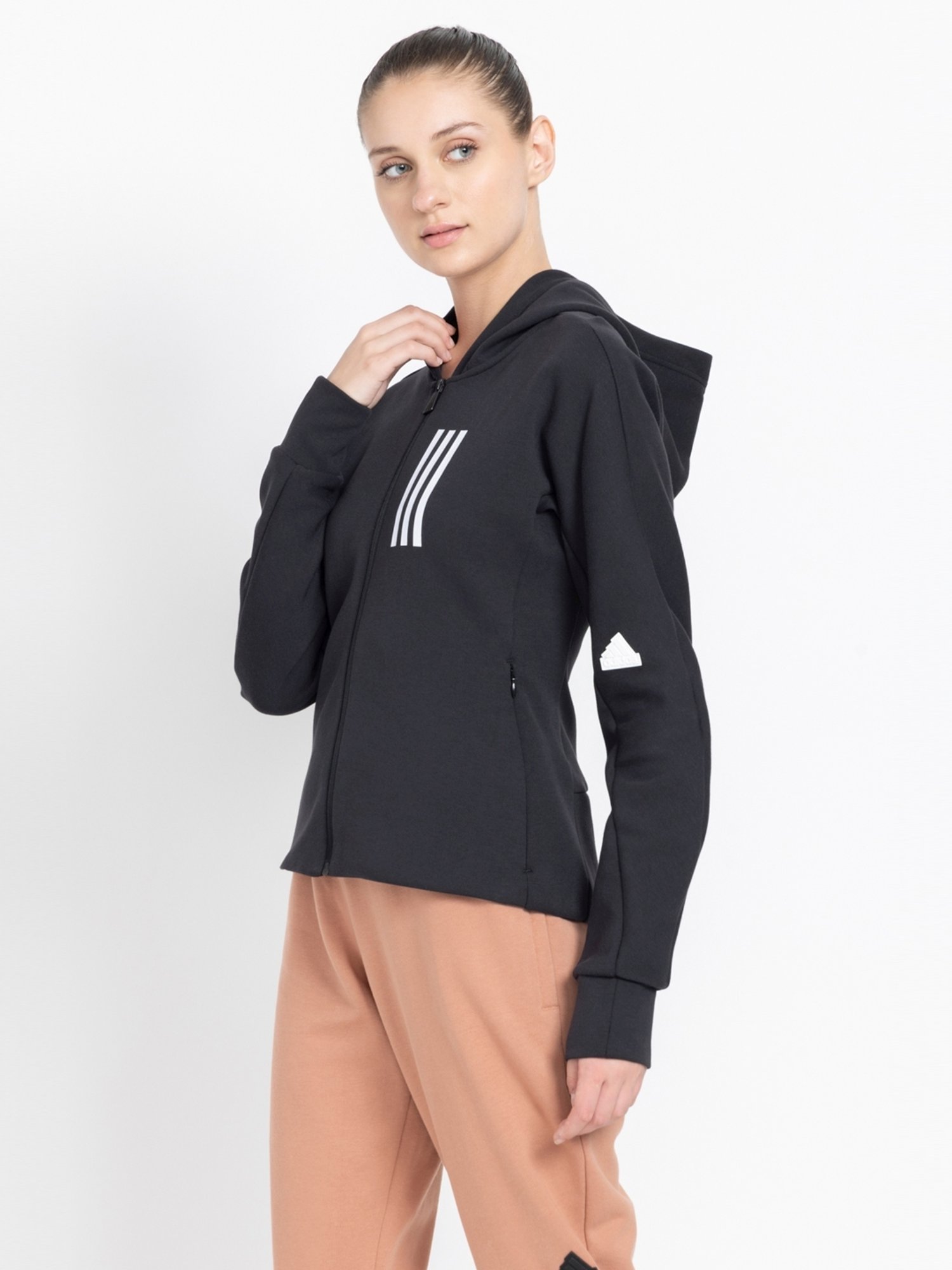Amante Black Cotton Sports Sweatshirt