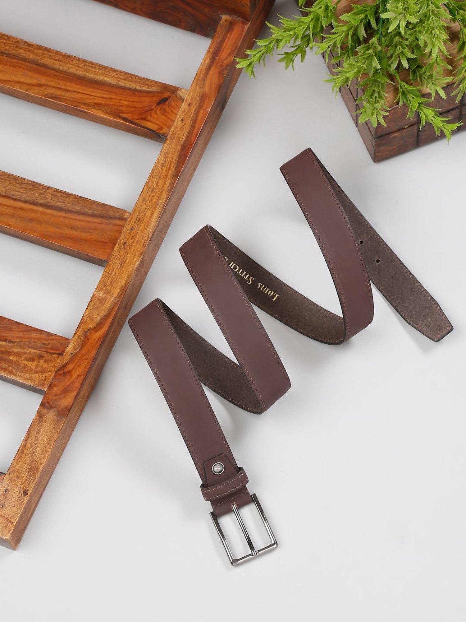 Louis Stitch Brown Leather Casual Belt for Men