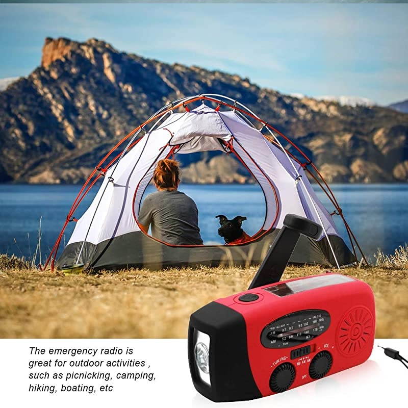 Portable Solar Emergency Weather Radio Hand Crank AM/FM NOAA Survival Radios with LED Flashlight 1000mAh Power Bank for Smart Phone for Home Outdoor Camping Traveling Earthquake (083)