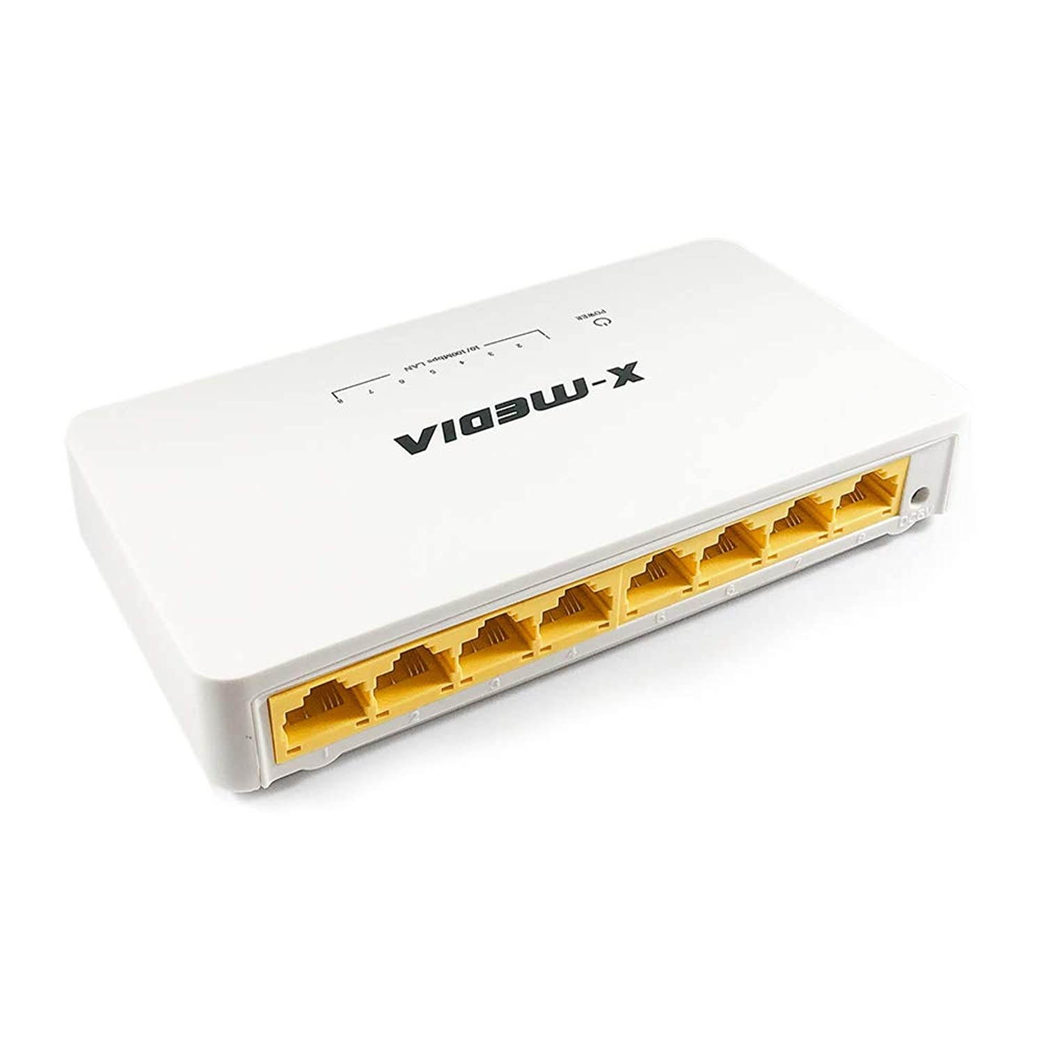 X-MEDIA 8-Port 10/100Mbps Fast Ethernet Unmanaged Desktop Switch, Plug & Play [XM-SW1008D]