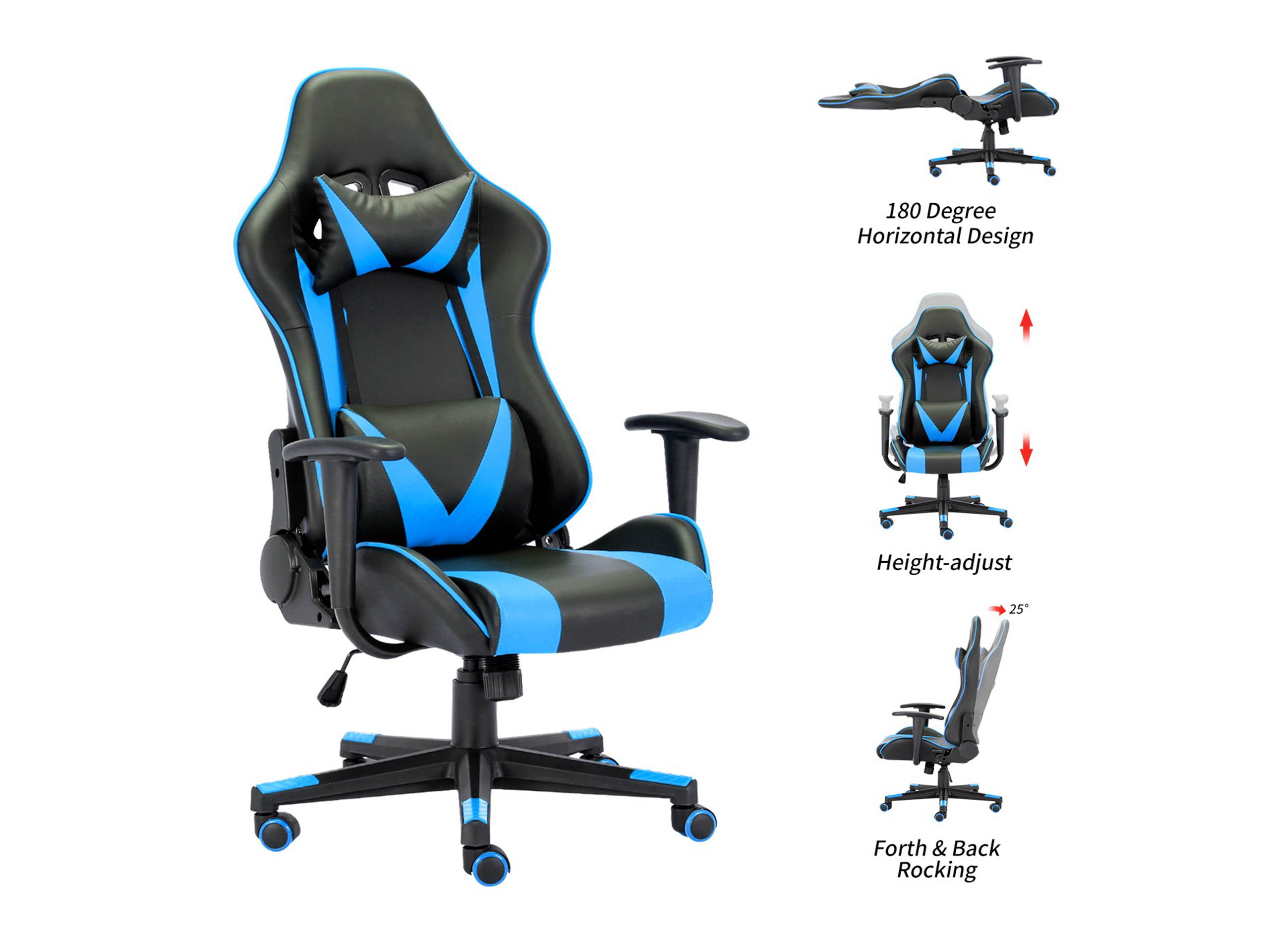 Home Office Racing Gaming Chair High Back Ergonomic Recliner Computer Chair, Height Adjustable Massage Gaming Chair With Neck Protection And Lumbar Support
