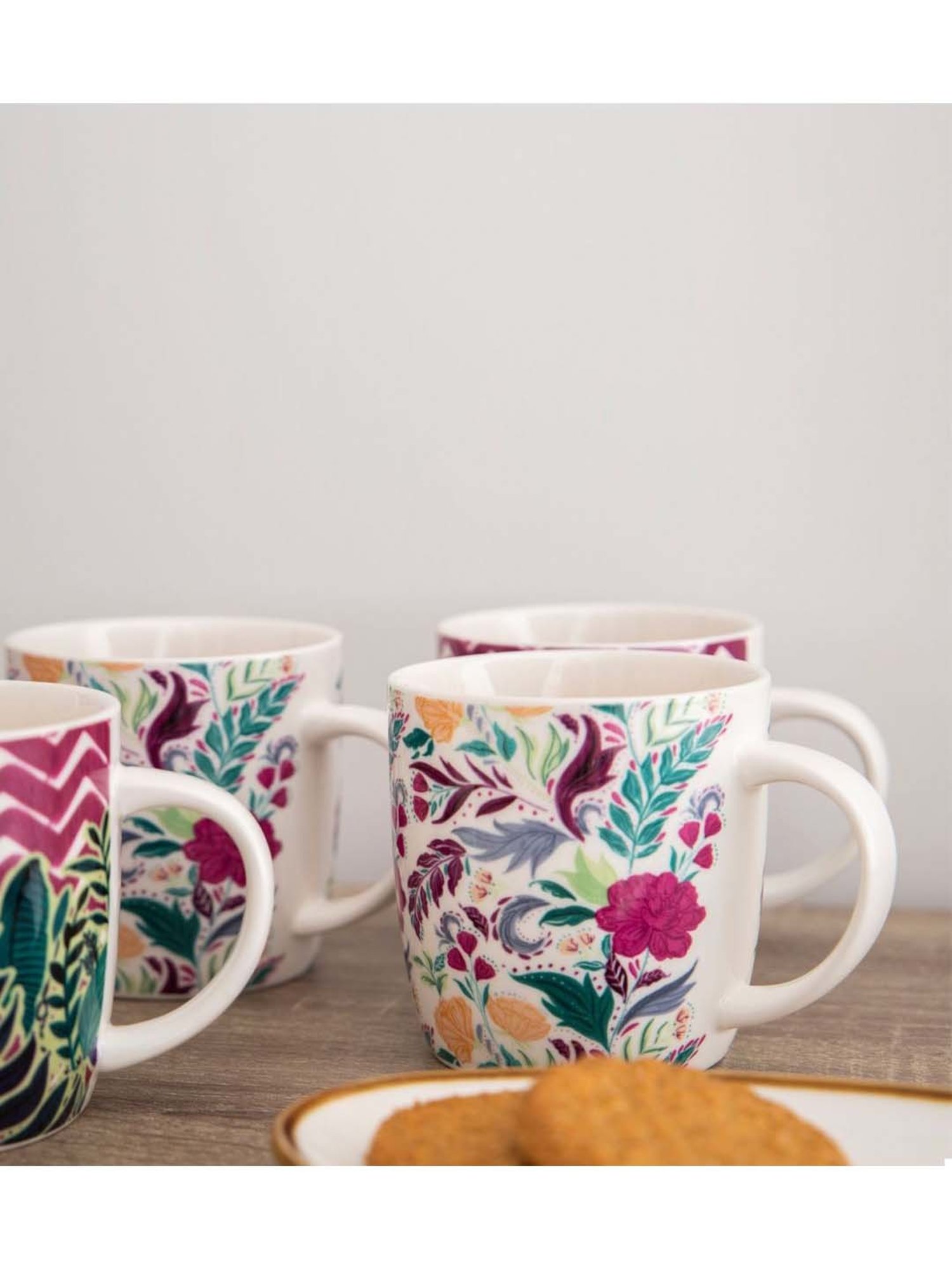 KitchenCraft Multicolor Ceramic Barrel Mug (0.425 L) - Set of 4