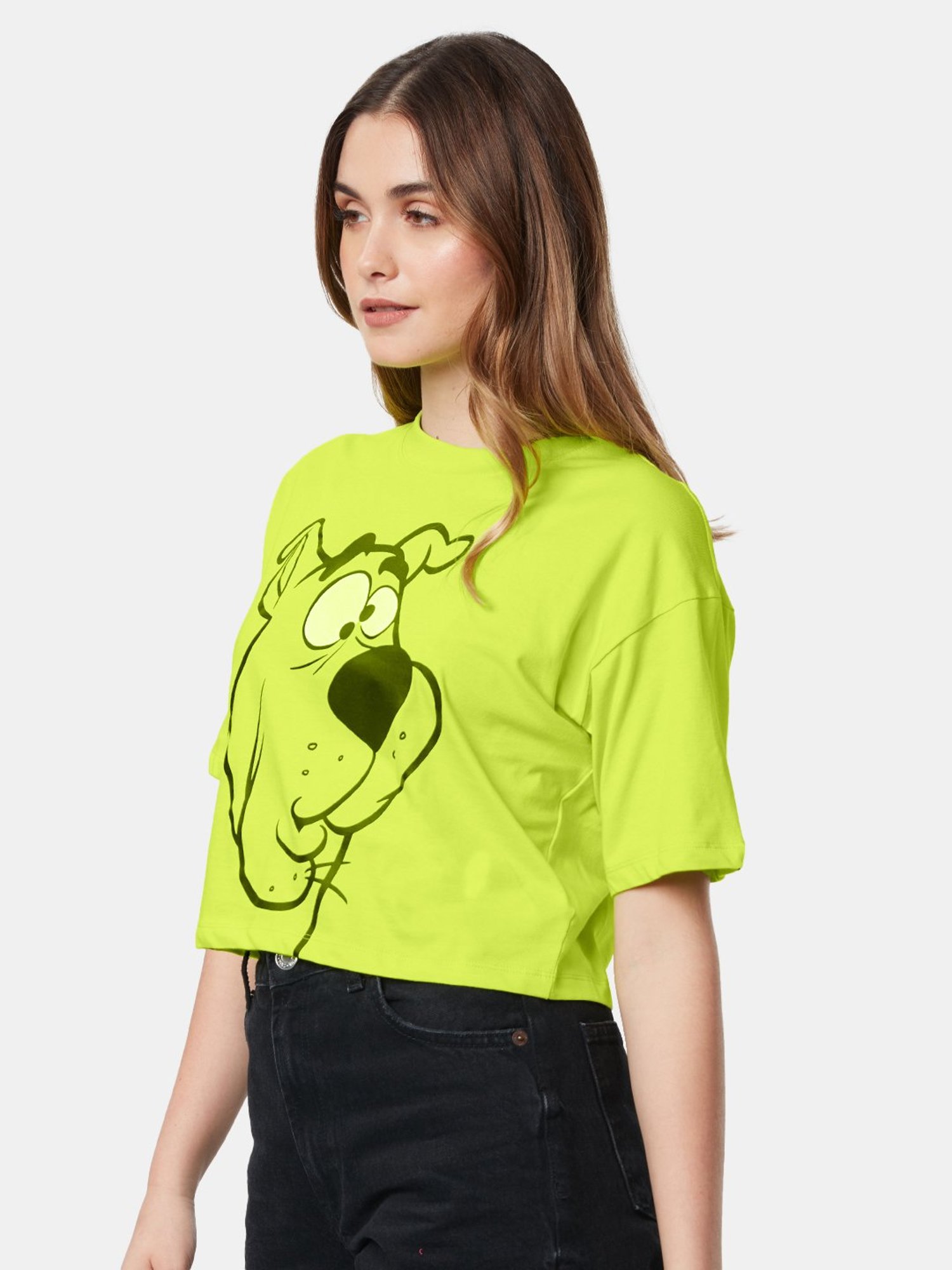 The Souled Store Lime Green Scooby Doo: Huh Printed Oversized T-Shirt