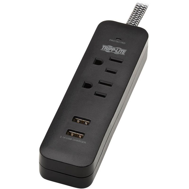 Monoprice 2 Outlet Surge Protector Wall Tap with 2 USB Charging Ports 3.4A, 450 Joules, White