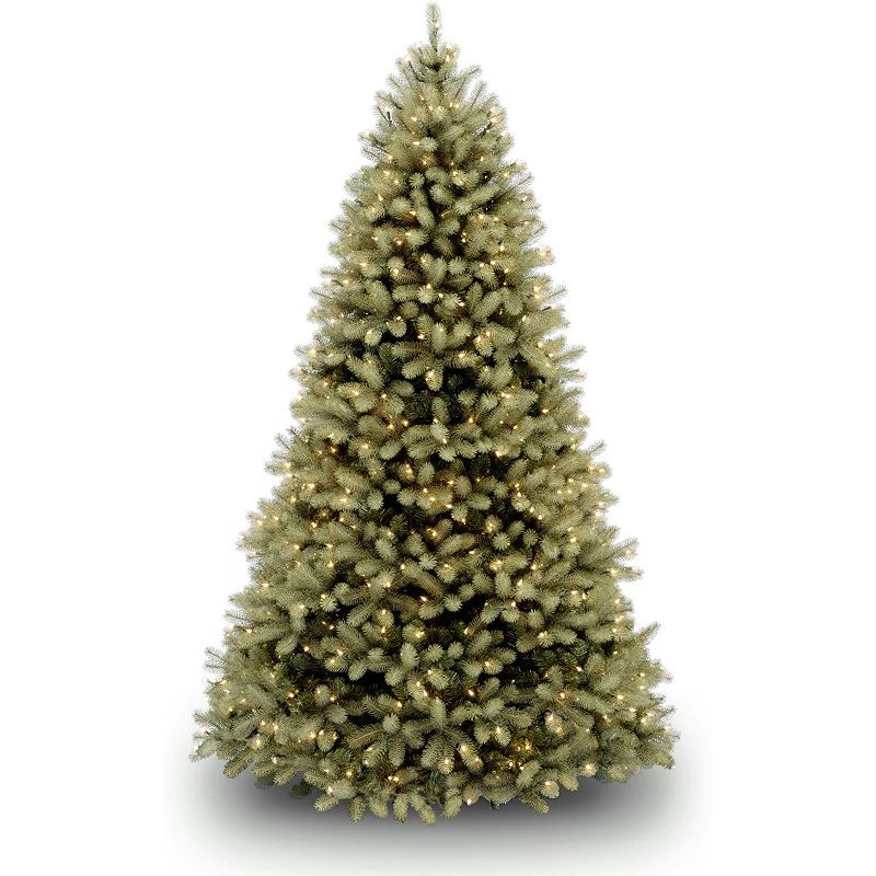 National Tree Company Feel Real 7.5 Foot Artificial Prelit Downswept Douglas Fir Christmas Tree with Dual Color Lights and Sturdy Metal Base