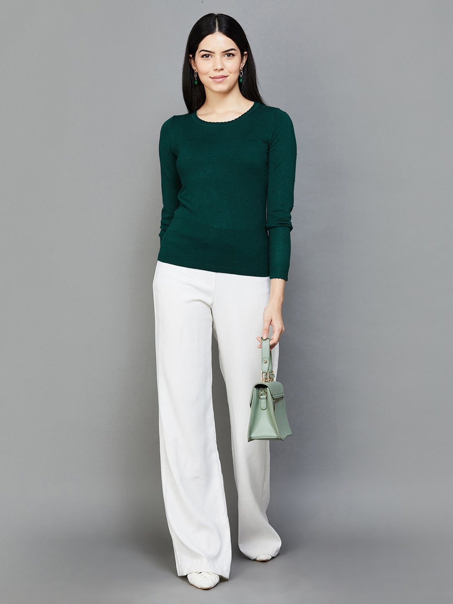 Code by Lifestyle Green Self Pattern Pullover