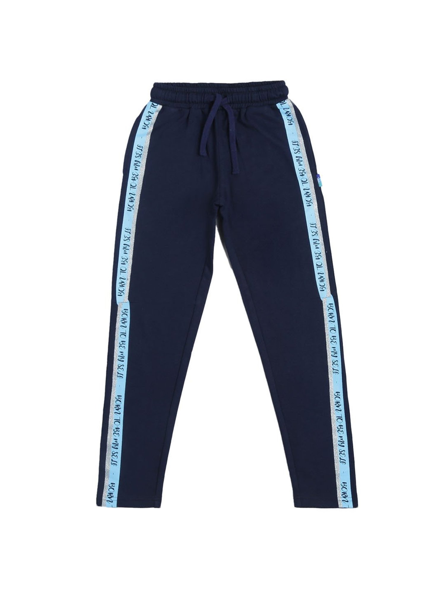 Li'l Tomatoes Girls Navy Solid Trackpants