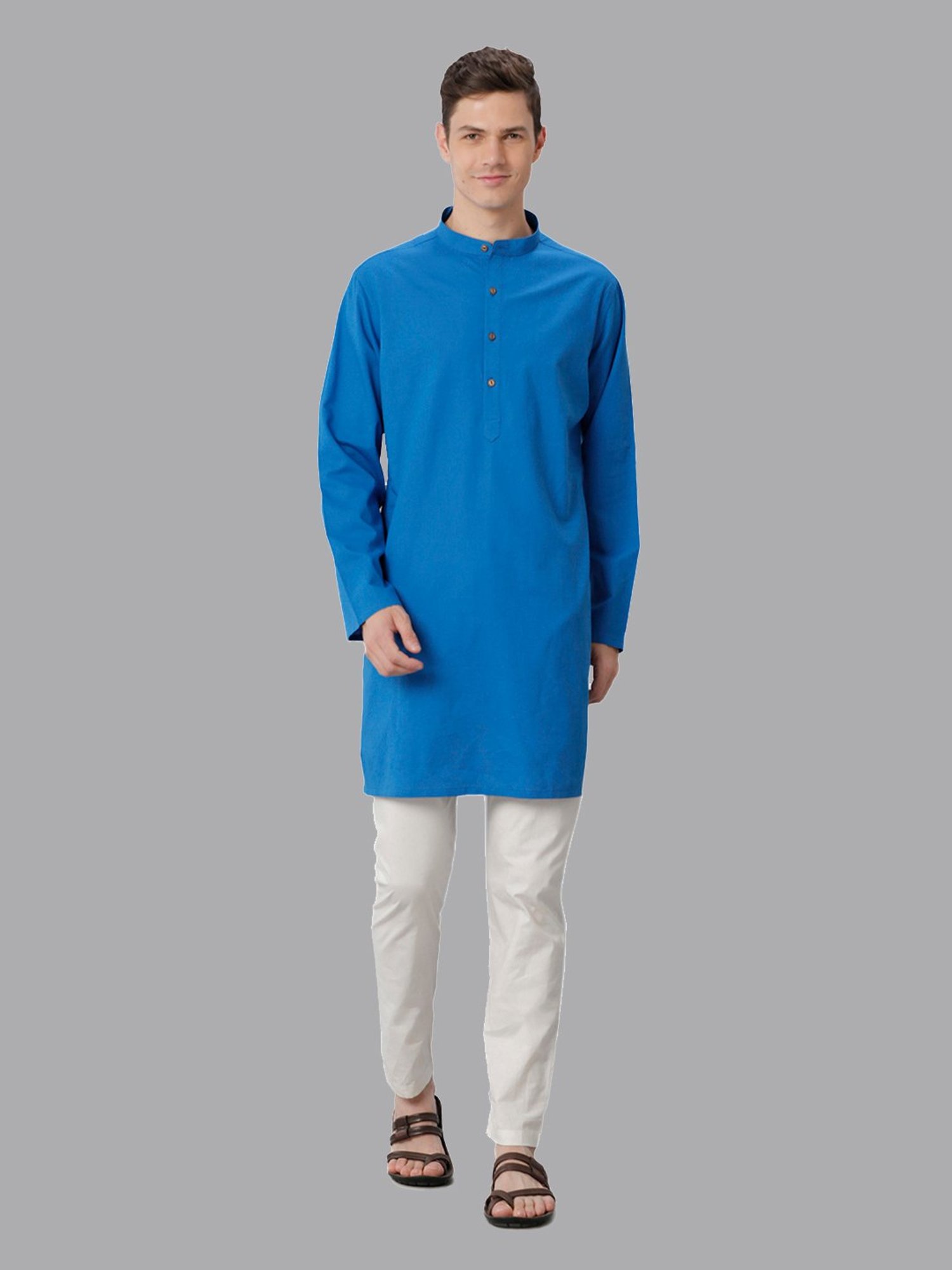 CAVALLO by Linen Club Royal Blue Regular Fit Kurta