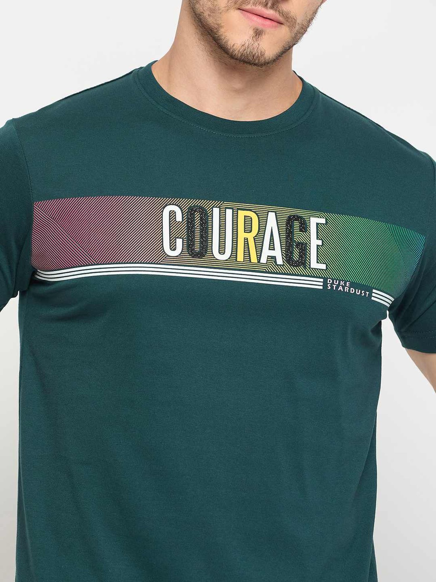 Duke Teal Slim Fit Printed T-Shirt