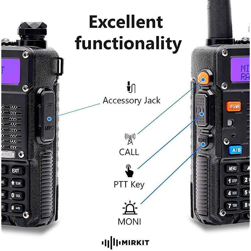2X Ham Radios UV-5R MK5 8 Watt Max Power with  Lanyards for Your Radio - 1800 mAh Li-ion Battery and Programming Cable Compatible for Your uv5r