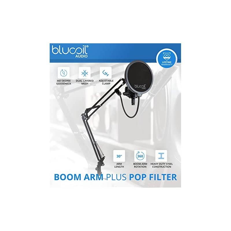 MXL 990 Cardioid Condenser Microphone for Podcasts Recording Vocals and Acoustic Guitars Champagne Bundle with  Boom Arm Plus Pop Filter and 10FT Balanced XLR Cable