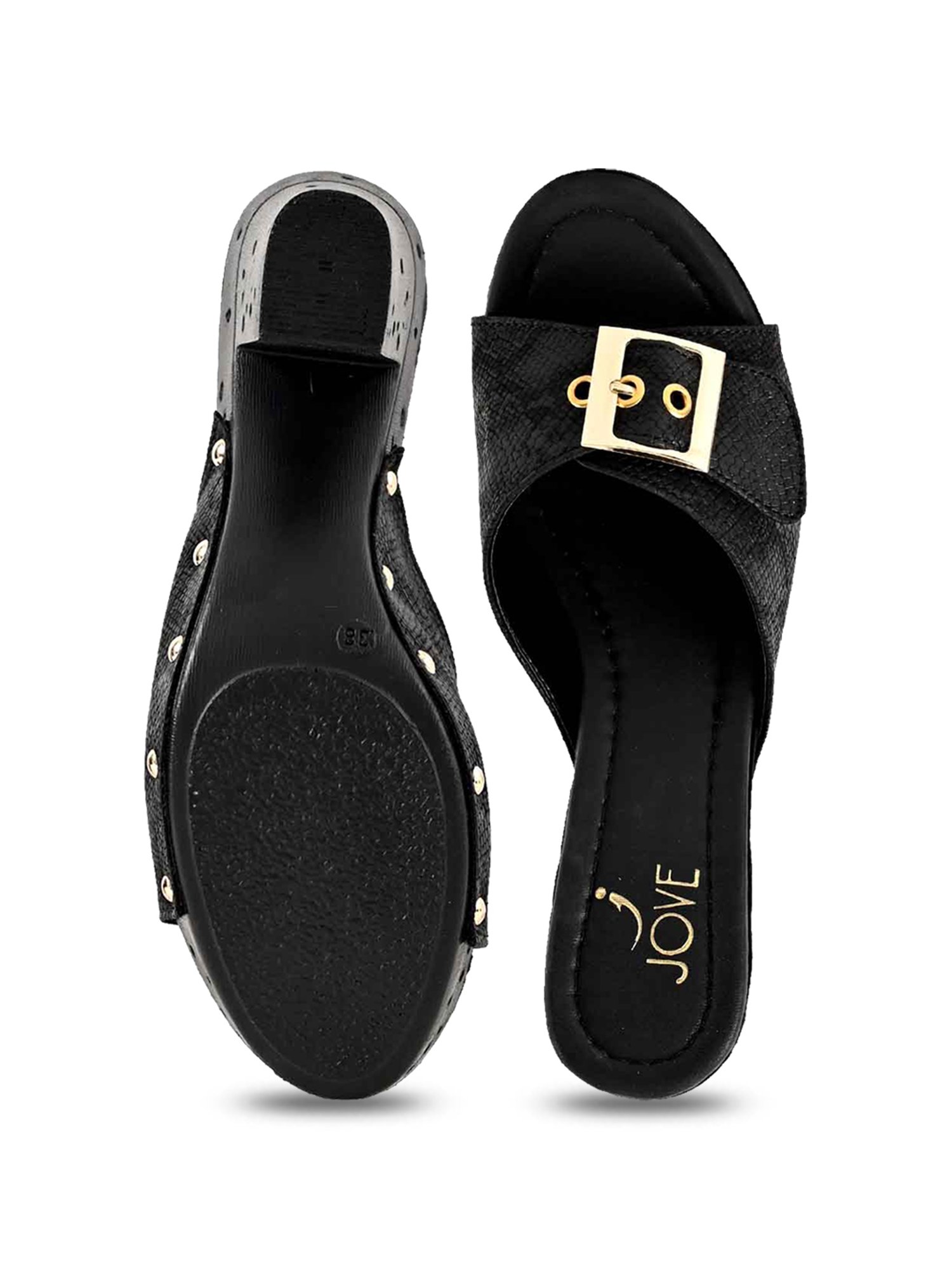 Jove Women's Black Casual Sandals