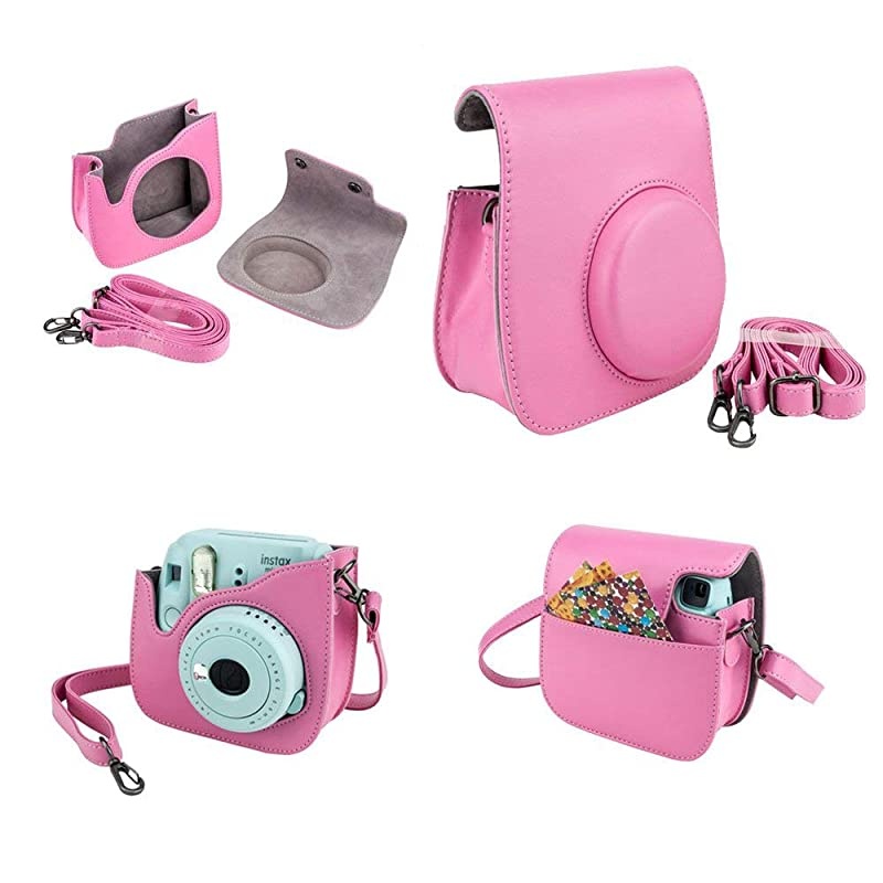 Instax Mini 9 Instant Film Camera + 20 Sheets of Instant Film + Lens Cleaning Cloth + Close-Up Selfie Lens + Wrist Strap | Batteries Included - Pink