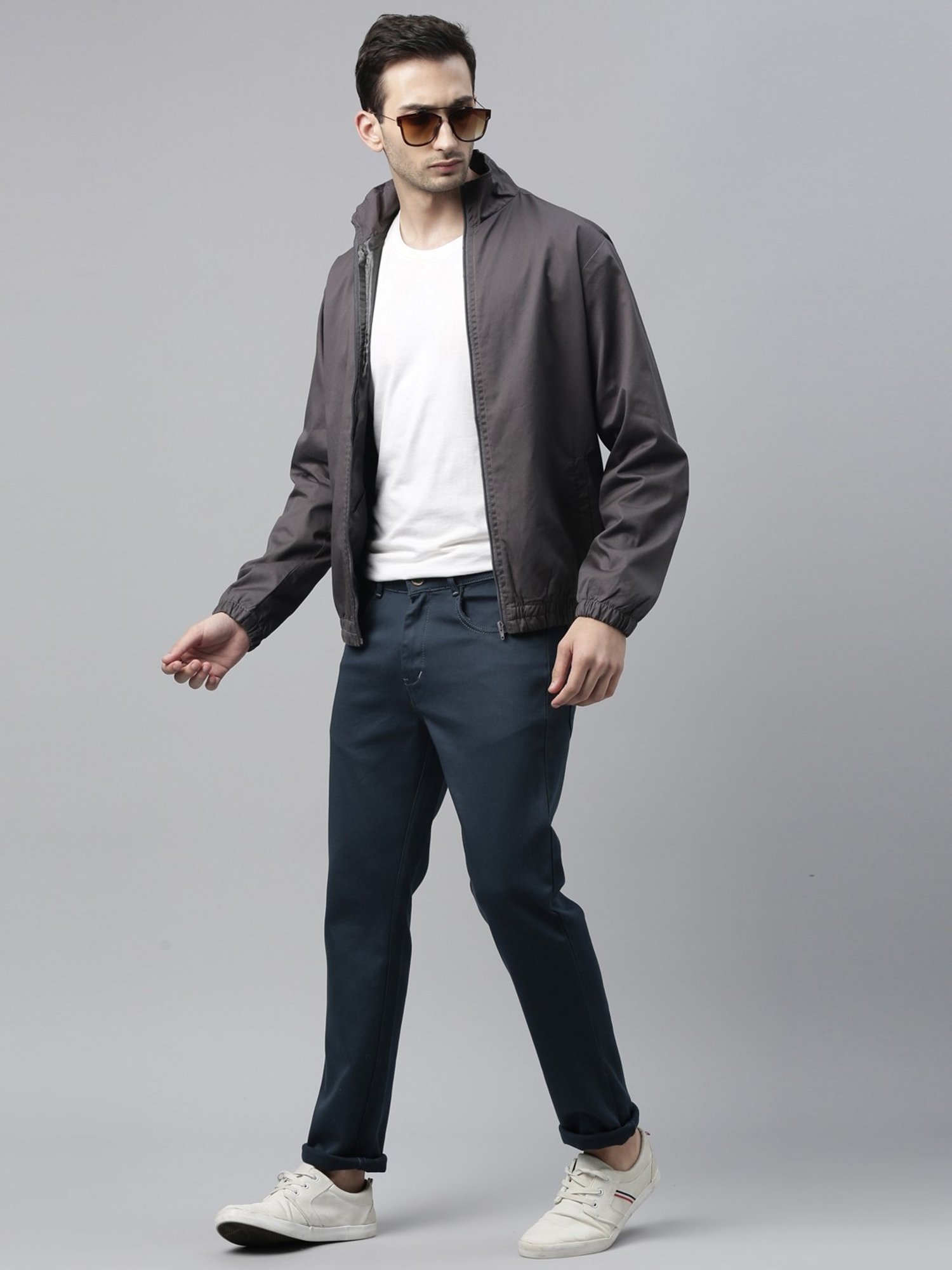 CINOCCI Grey Cotton Slim Fit Jacket