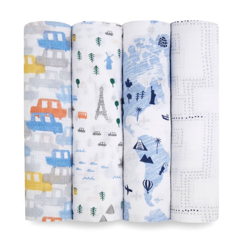 aden + anais Swaddle Wrap Little Big World - 4pk