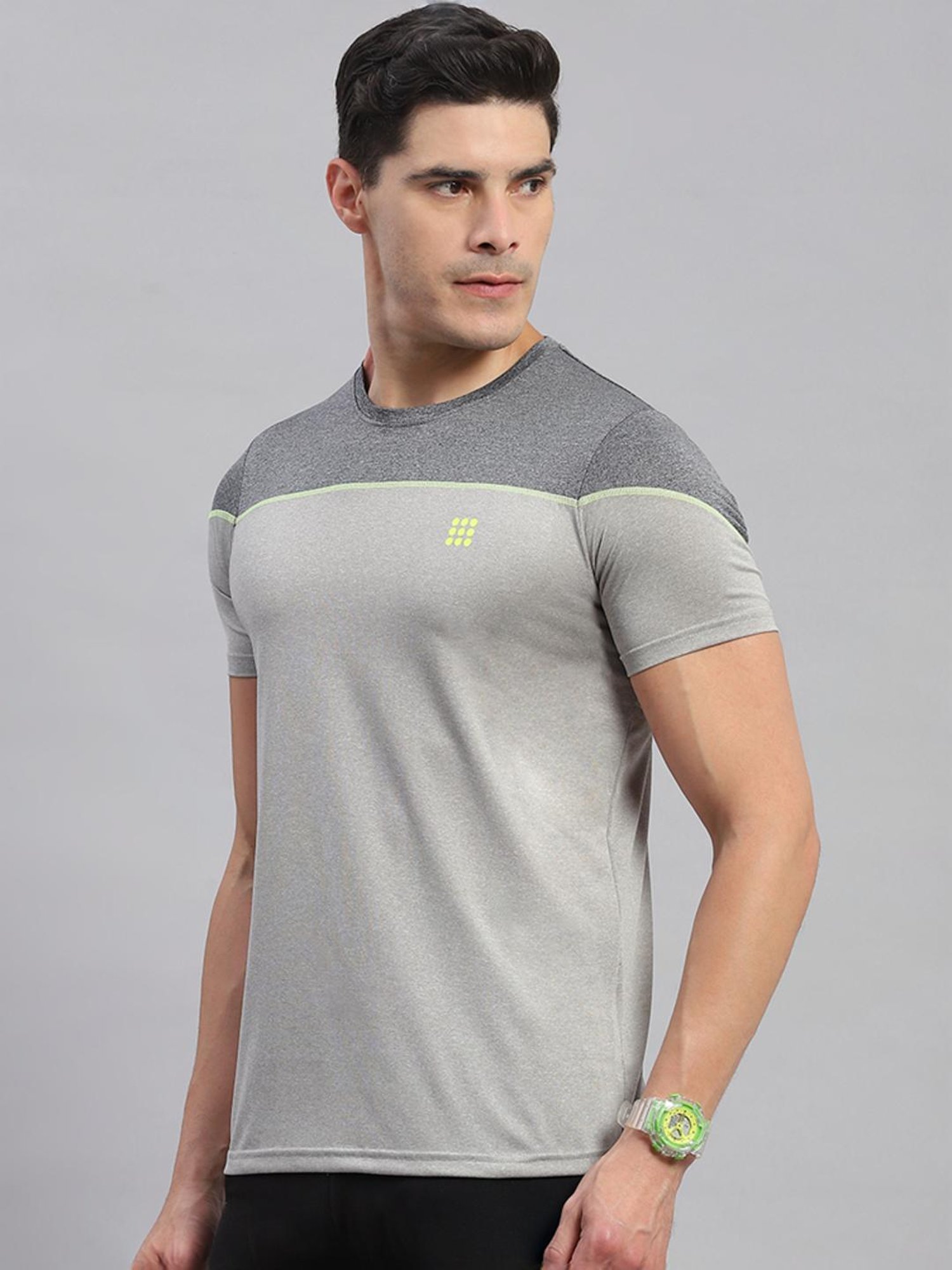 Rock.it Anthera Grey Regular Fit Colour Block T-Shirt