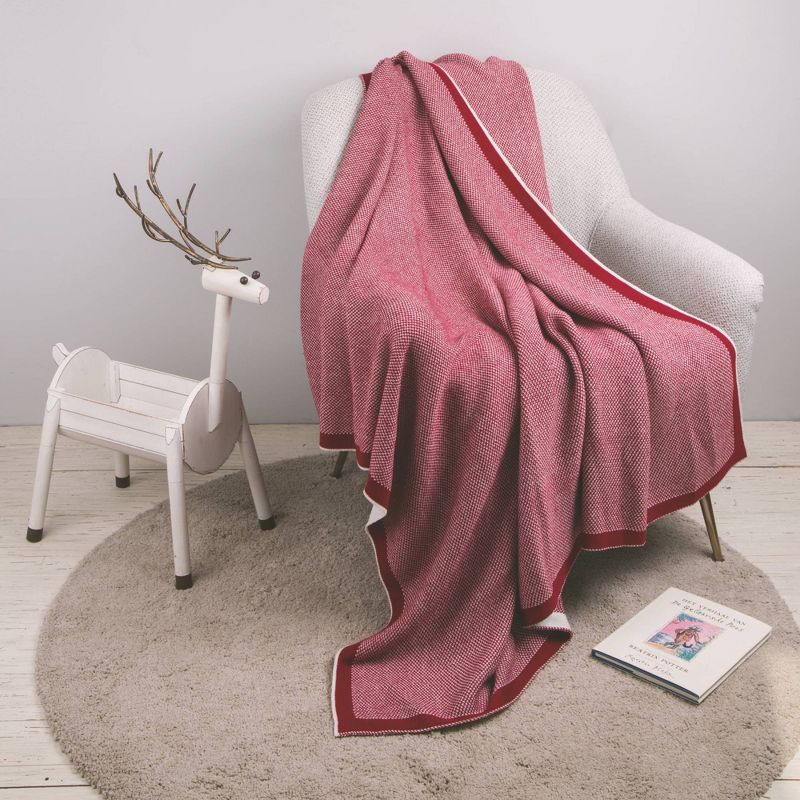60" x 50" Knitted Acrylic Throw Blanket Red and White - Glitzhome