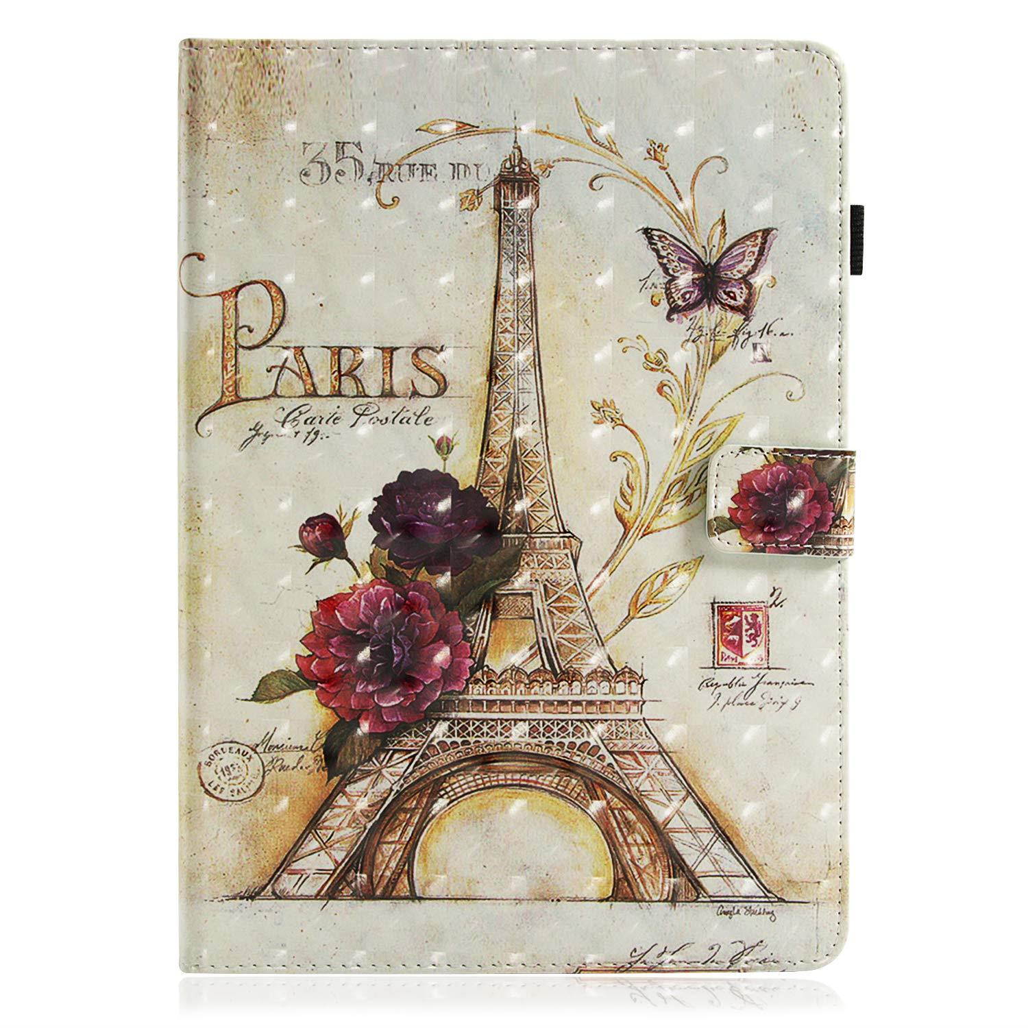 UUcovers Samsung Galaxy Tab A 10.1 Inch T580 Case, Slim Lightweight PU Leather AUTO Wake/Sleep Folio Smart Wallet Case with Cards/Cash Holder for SM-T580/T585-Paris Tower