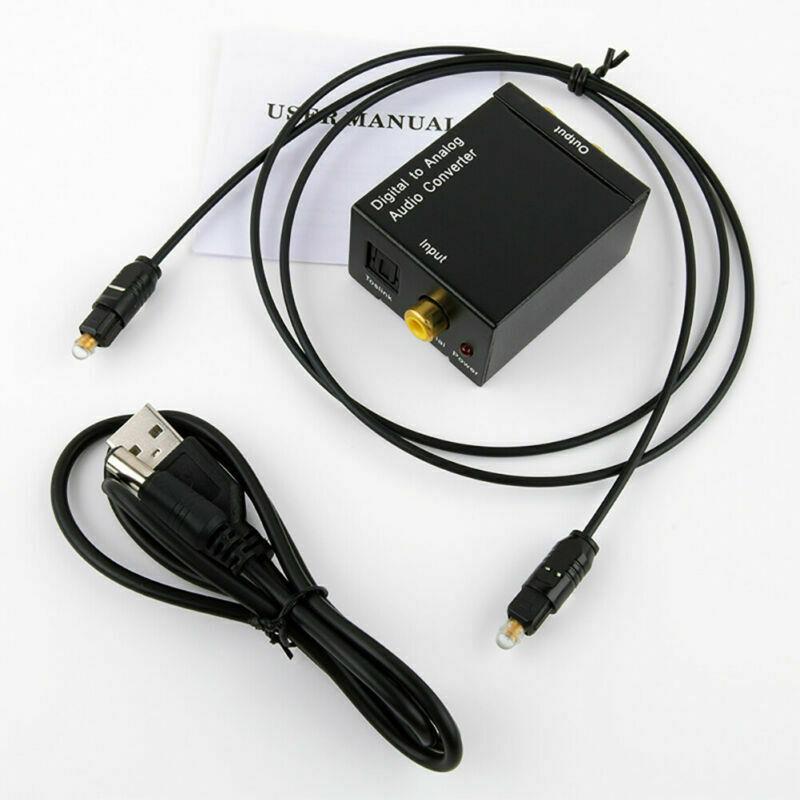 3.5mm Digital to Analog Audio Converter Adapter W/ Fiber Cable RCA Out optical