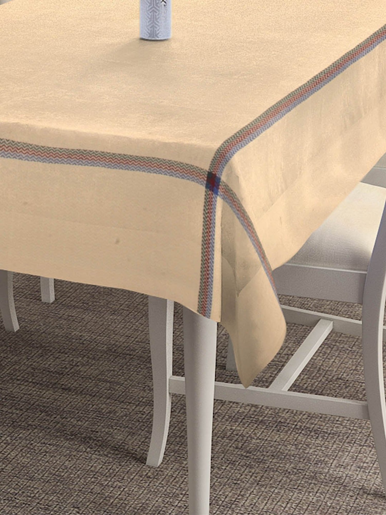 Klotthe Beige Cotton 200 GSM 6 Seater Table Cover - Set of 1