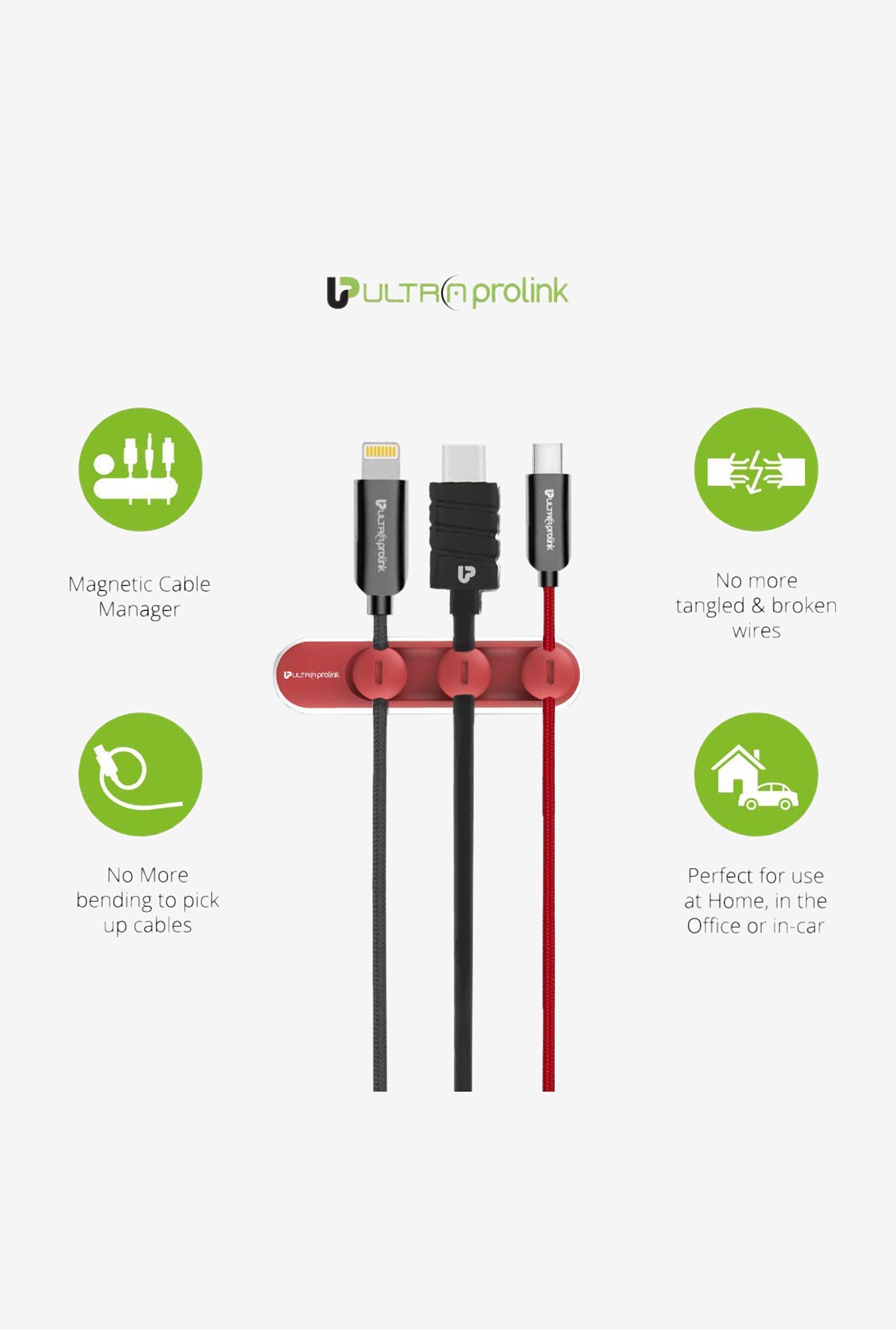 ULTRAPROLINK UM1001 Cable Tidy Magnetic Cable Organizer (Red)