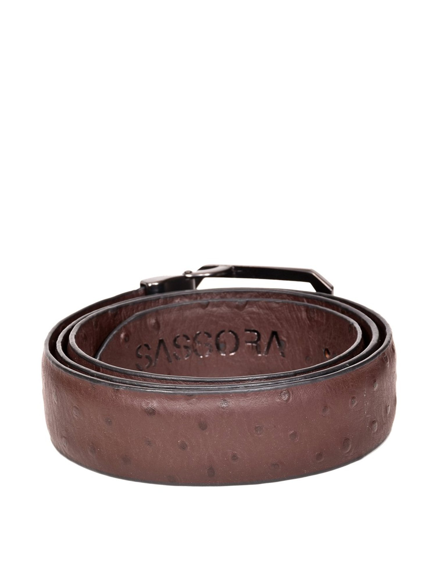 SASSORA Brown Leather Reversible Belt for Men