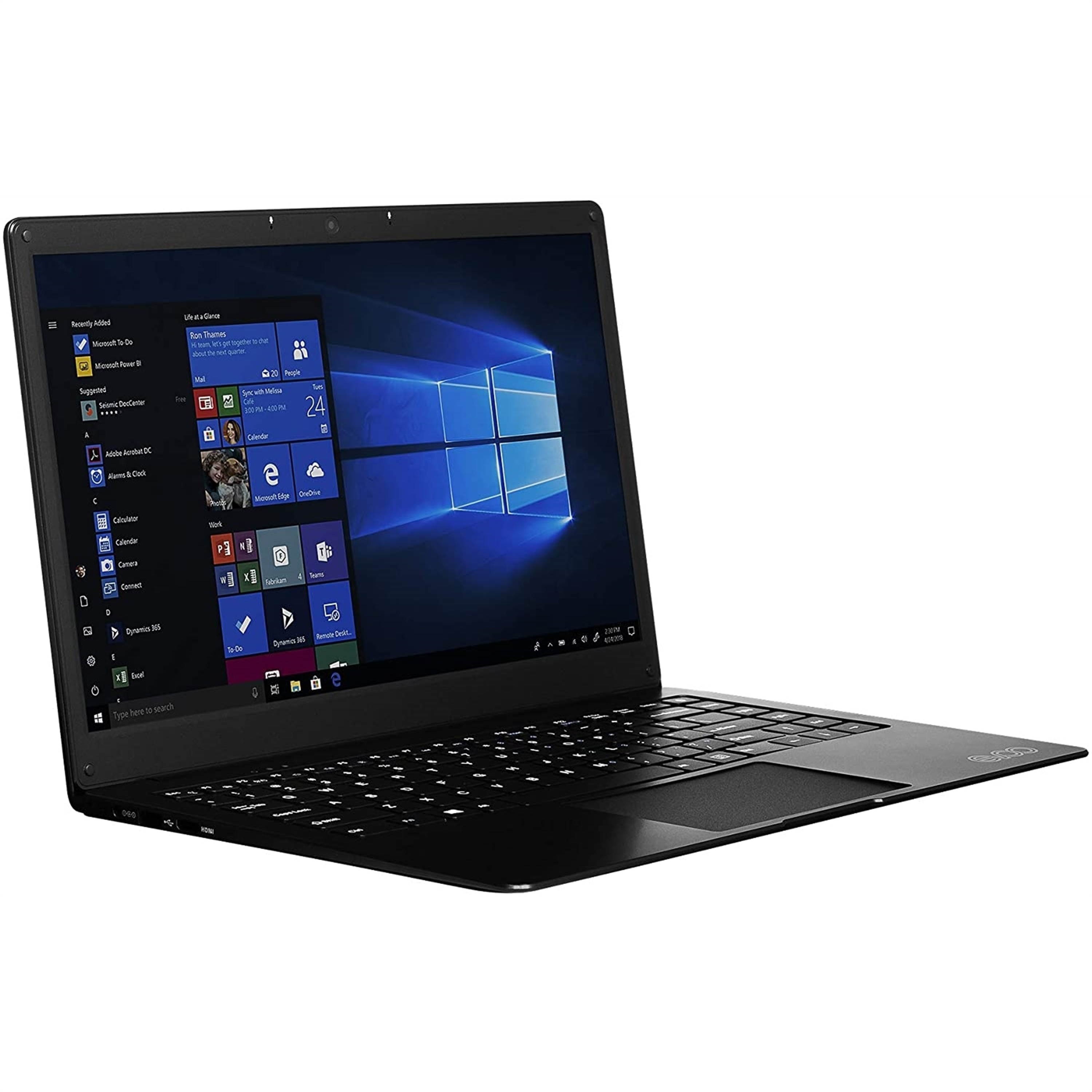 EVOO Ultra Thin (EVC141-6BK) Laptop, 14.1" FHD Display, Intel Celeron N3350 Upto 2.4GHz, 4GB RAM, 64GB eMMC, Micro HDMI, Card Reader, Wi-Fi, Bluetooth, Windows 10 Home S