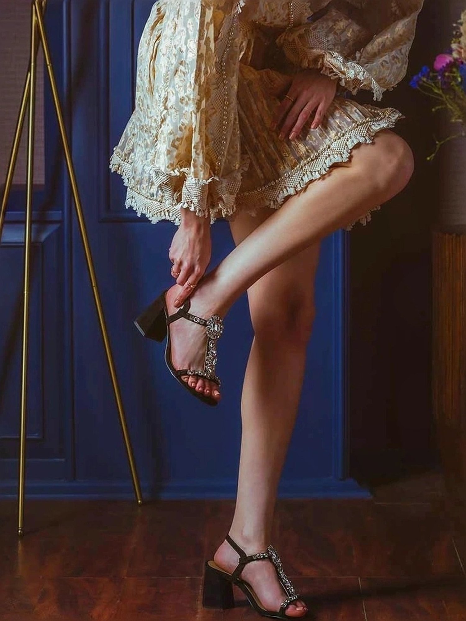 Saint G Women's Black Ankle Strap Sandals